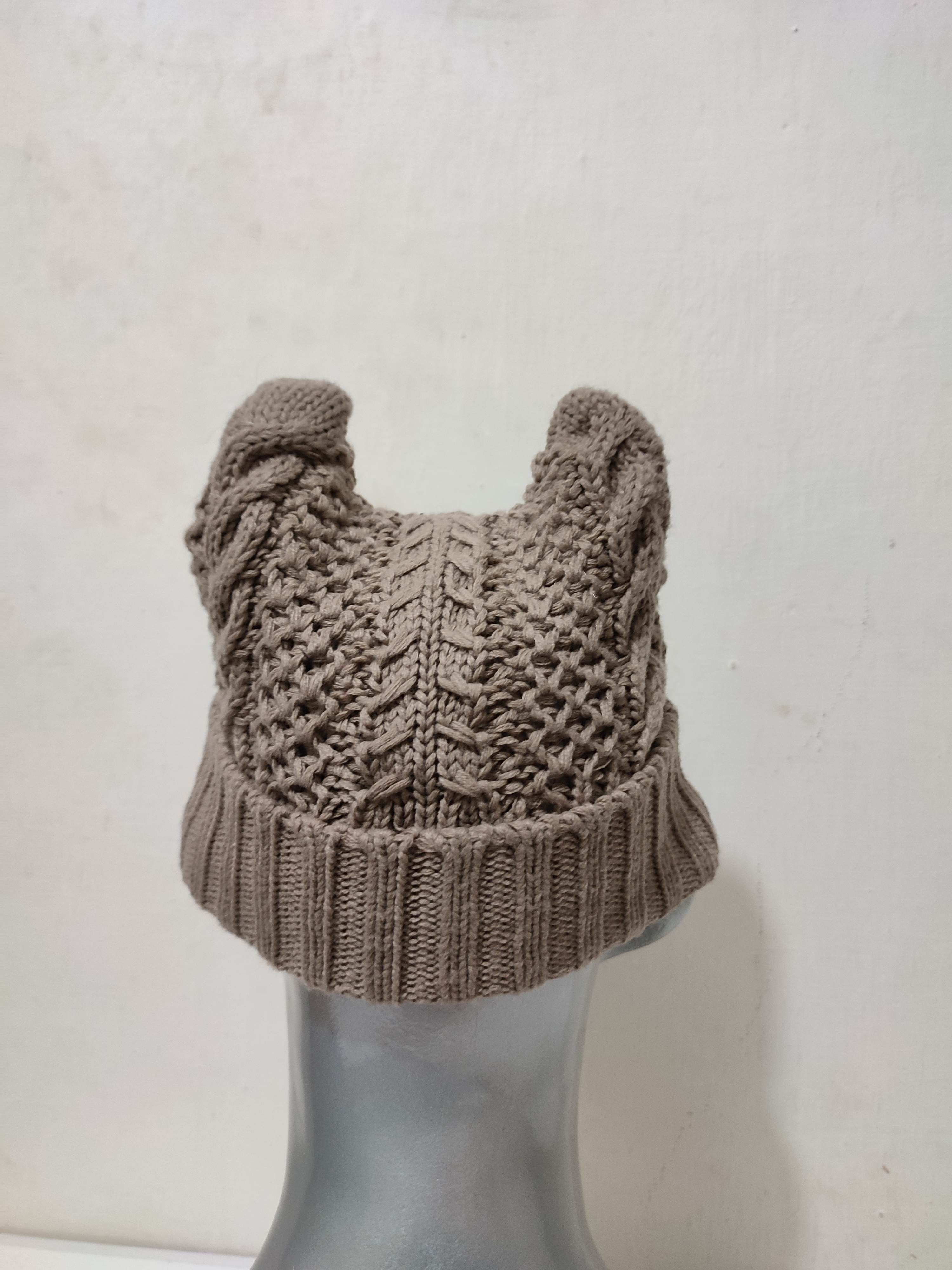 Japanese Brand 🔥Unknown Knitted Bunny Horn Devil Beanie Hats Size ONE SIZE - 7 Thumbnail