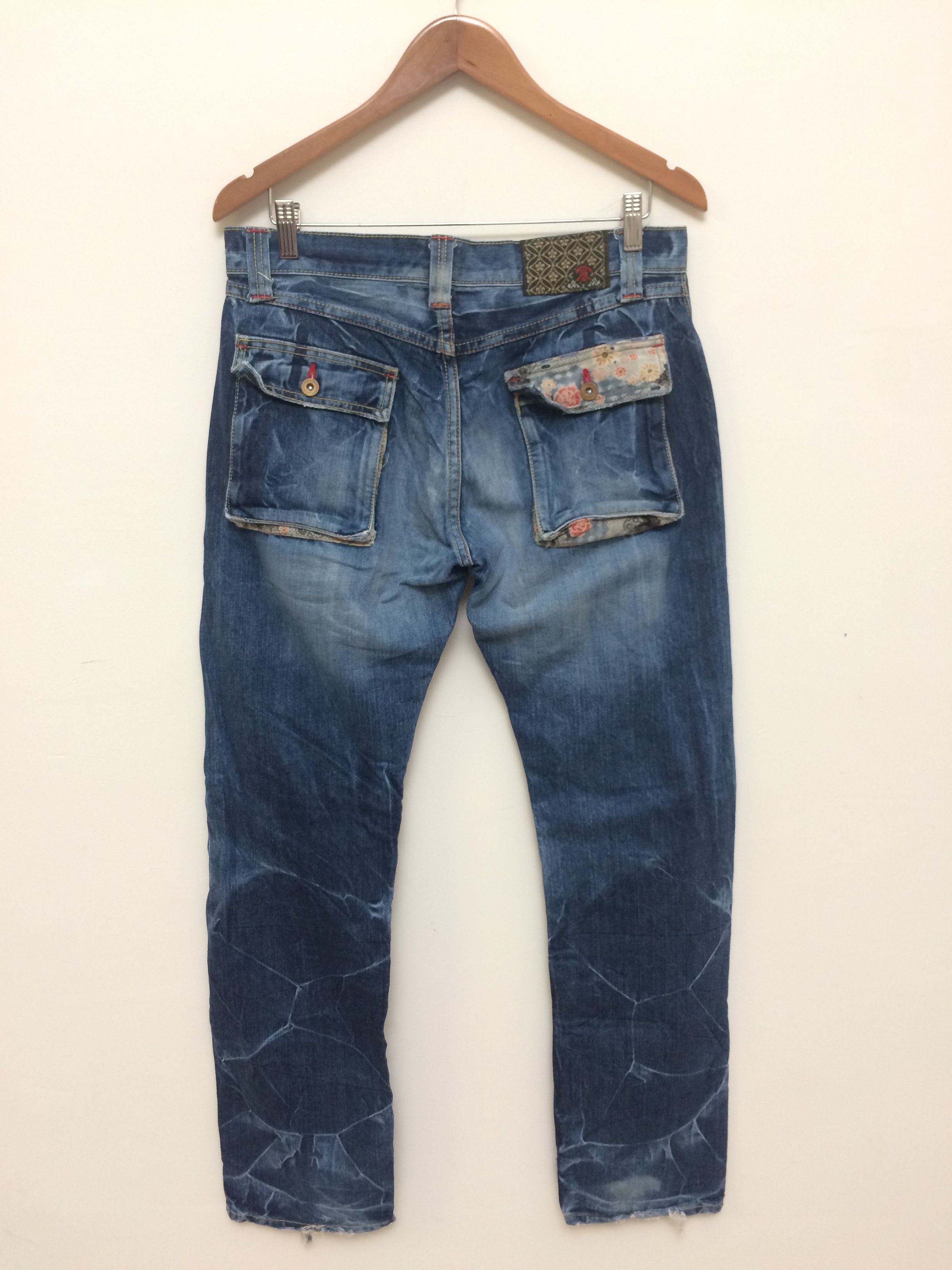 Eternal Vintage Eternal Made In Japan Quilted Pocket Denim Jeans Size US 33 - 6 Thumbnail