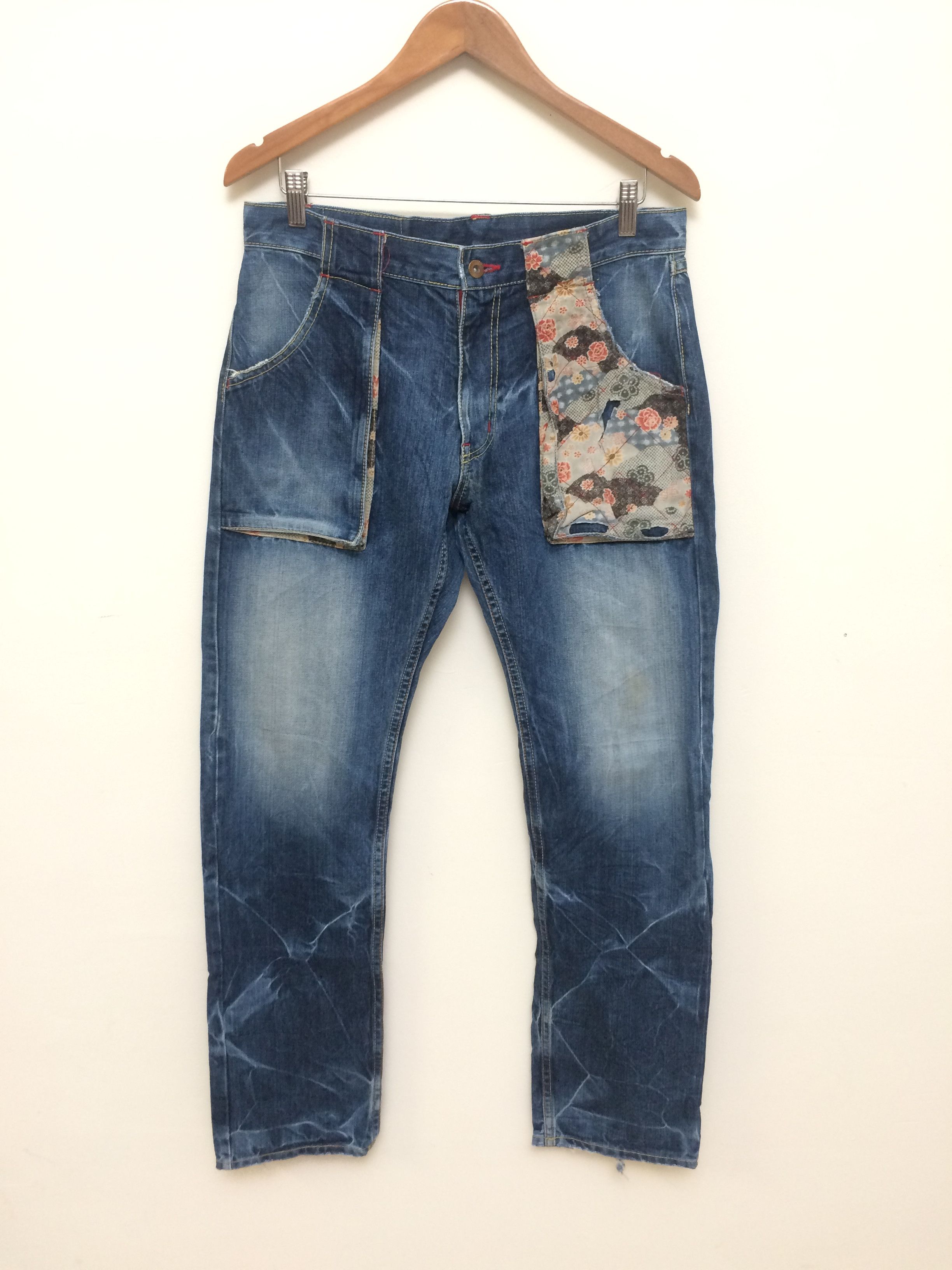 Eternal Vintage Eternal Made In Japan Quilted Pocket Denim Jeans Size US 33 - 1 Thumbnail
