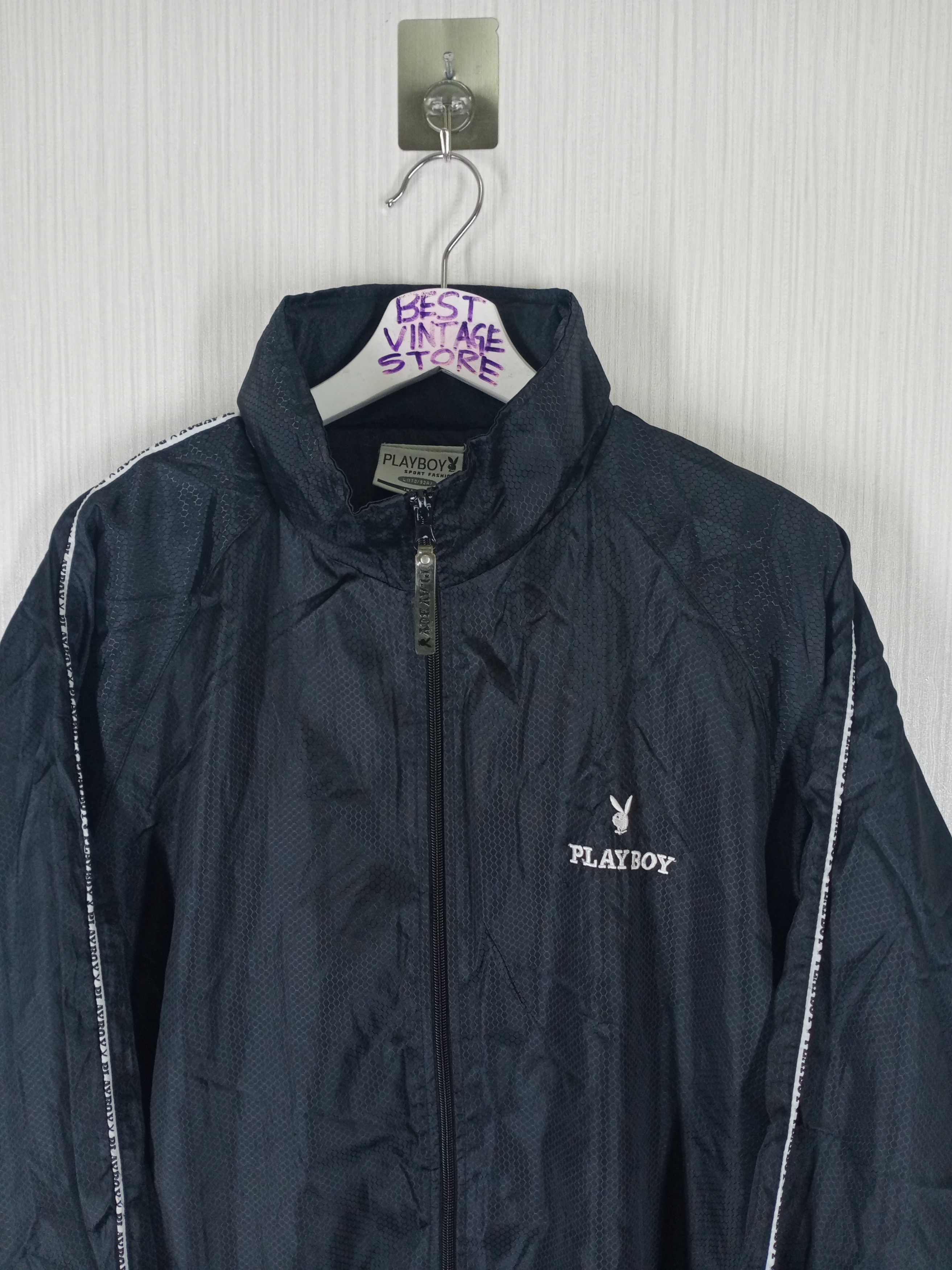 90s PLAYBOY Windbreaker Zipper Jacket Big Logo Embroidery