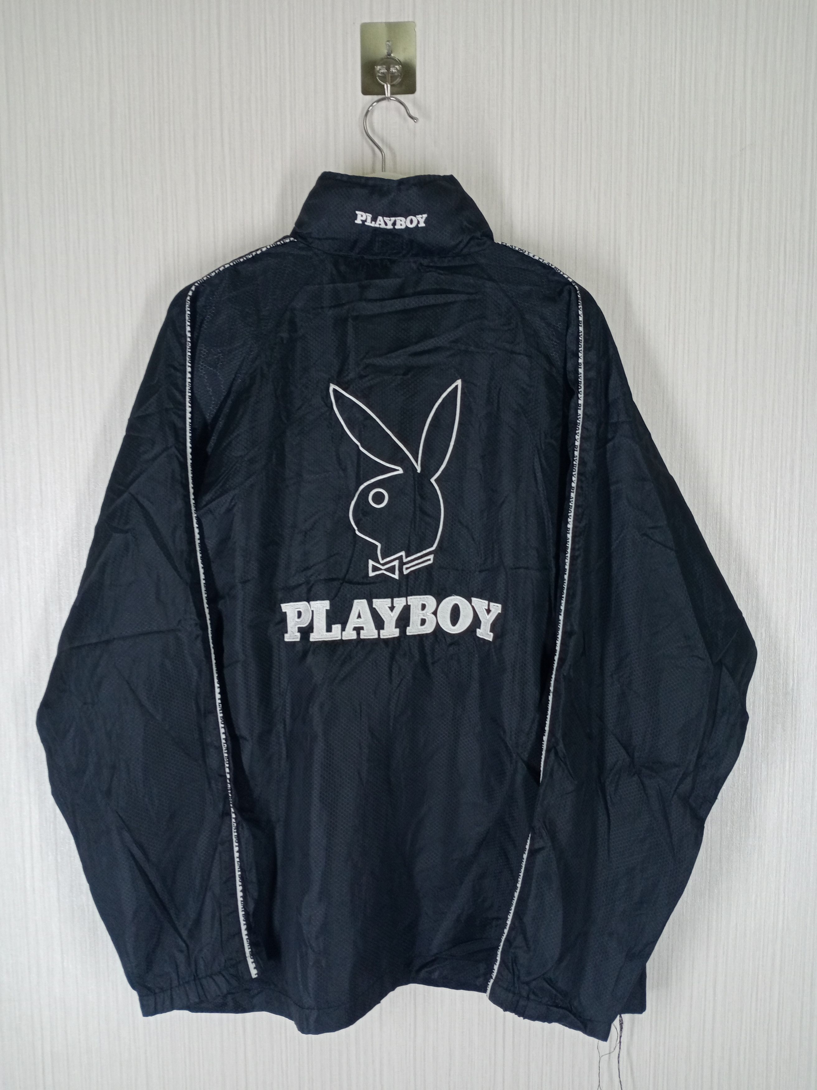 90s PLAYBOY Windbreaker Zipper Jacket Big Logo Embroidery