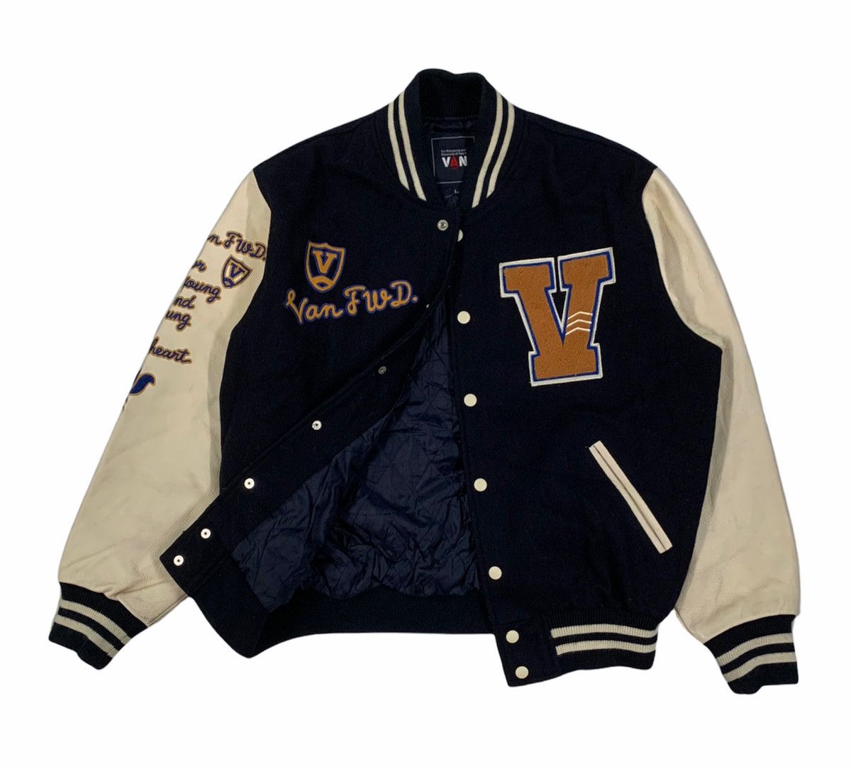 Japanese Brand ❤️‍🔥SENDOFFERS❤️‍🔥Van Jac SpellOut Bomber Varsity Letterman Jacket Size US L / EU 52-54 / 3 - 3 Thumbnail