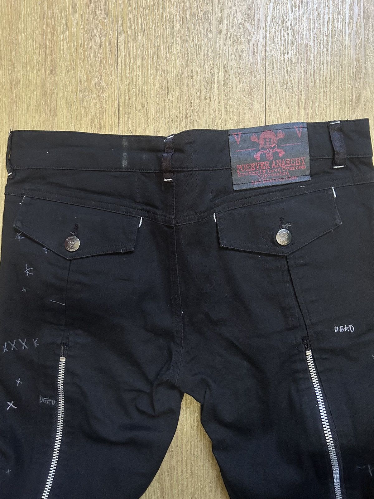 20471120 Forever Anarchy Bondage Flared Pants Size US 32 / EU 48 - 4 Thumbnail
