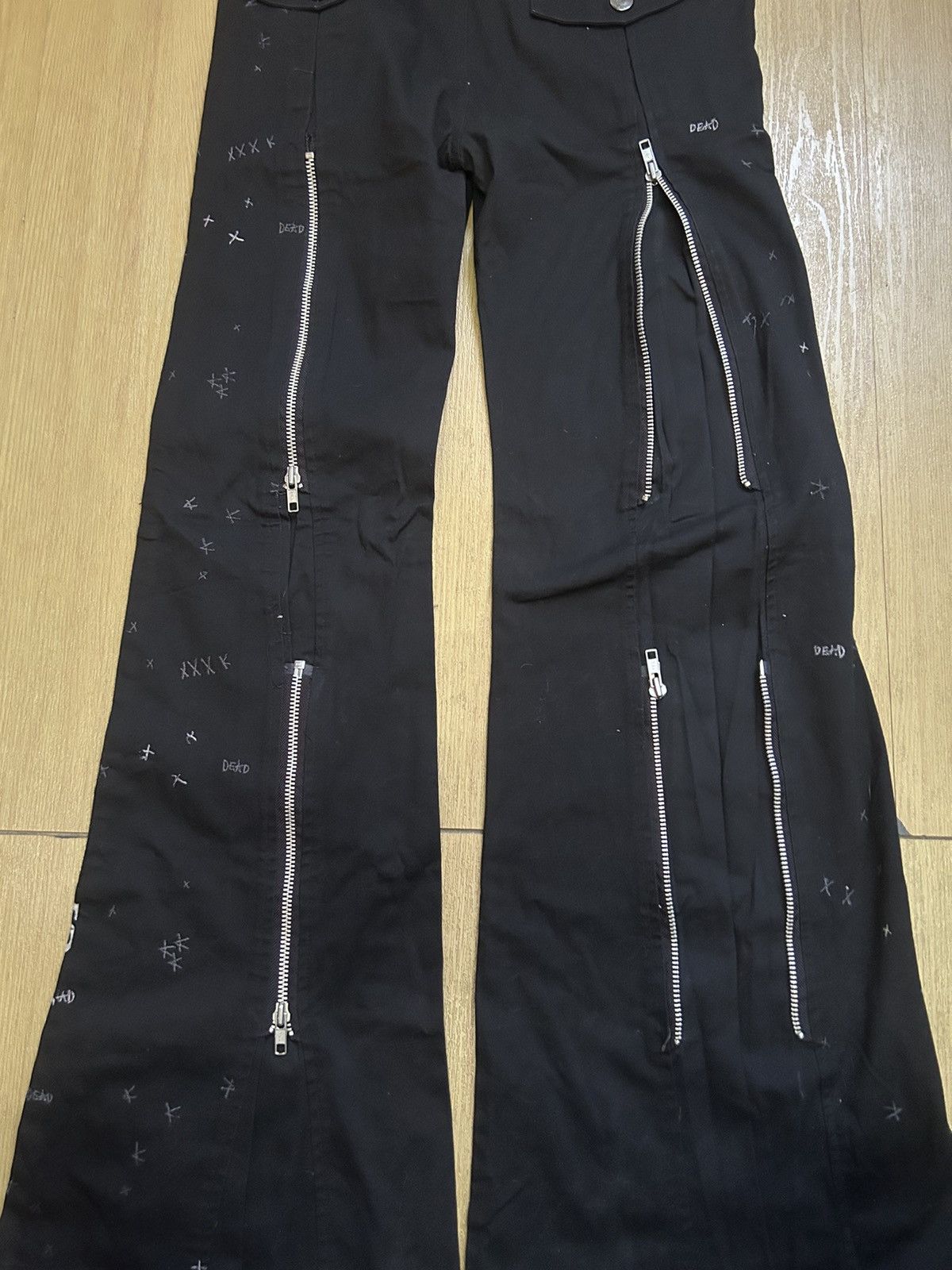 20471120 Forever Anarchy Bondage Flared Pants Size US 32 / EU 48 - 3 Thumbnail