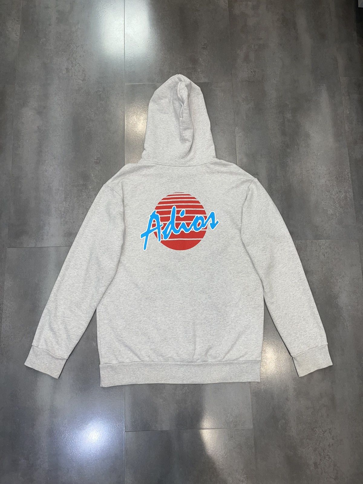 Palm Angels Streetwear Palm Angels Big Logo Adios Grey Hoodie Grailed