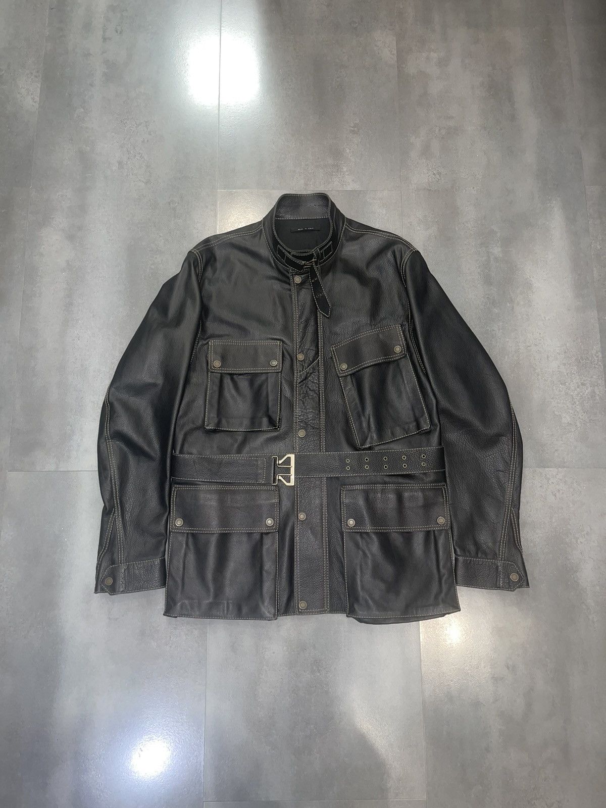 Gucci SS02 Gucci 3D Pockets Leather Military Jacket Size US M / EU 48-50 / 2 - 1 Thumbnail