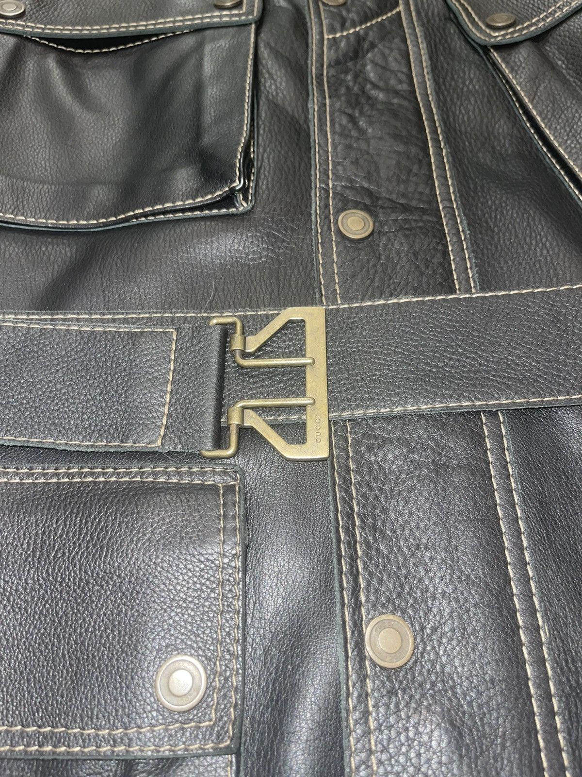 Gucci SS02 Gucci 3D Pockets Leather Military Jacket Size US M / EU 48-50 / 2 - 20 Thumbnail
