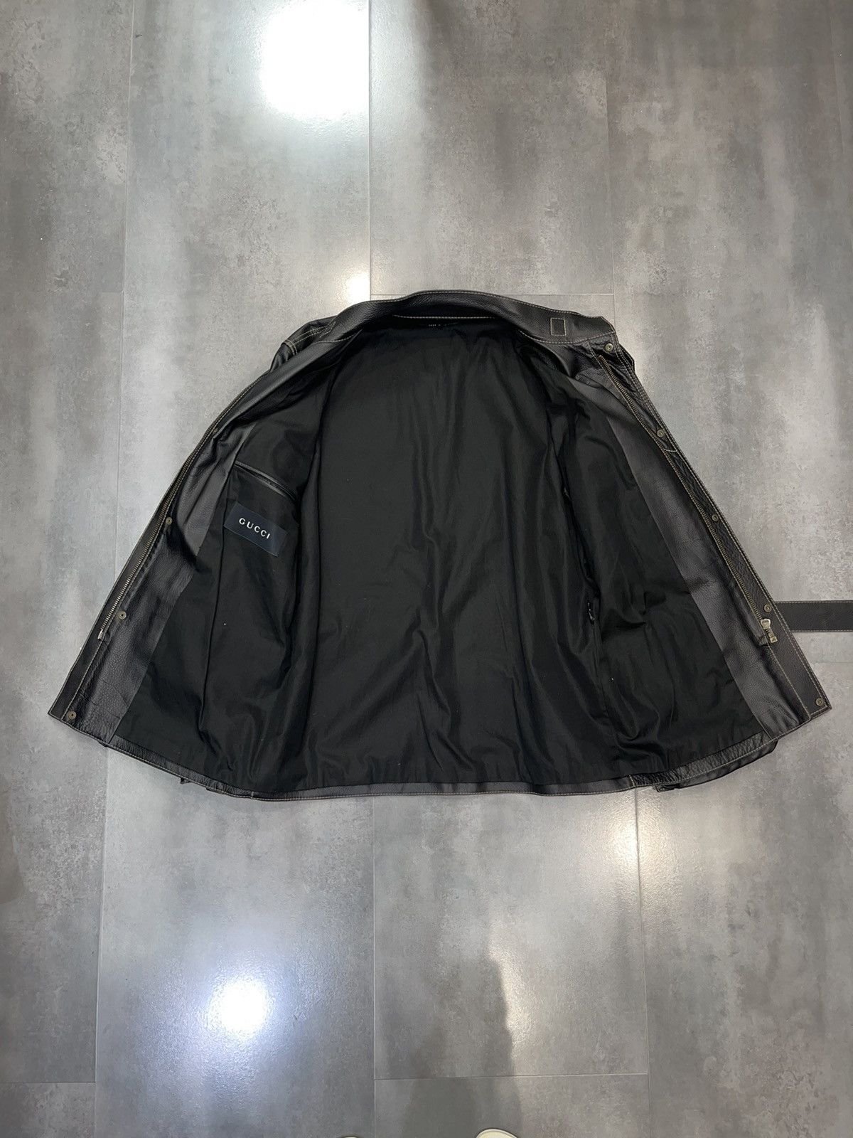 Gucci SS02 Gucci 3D Pockets Leather Military Jacket Size US M / EU 48-50 / 2 - 19 Thumbnail