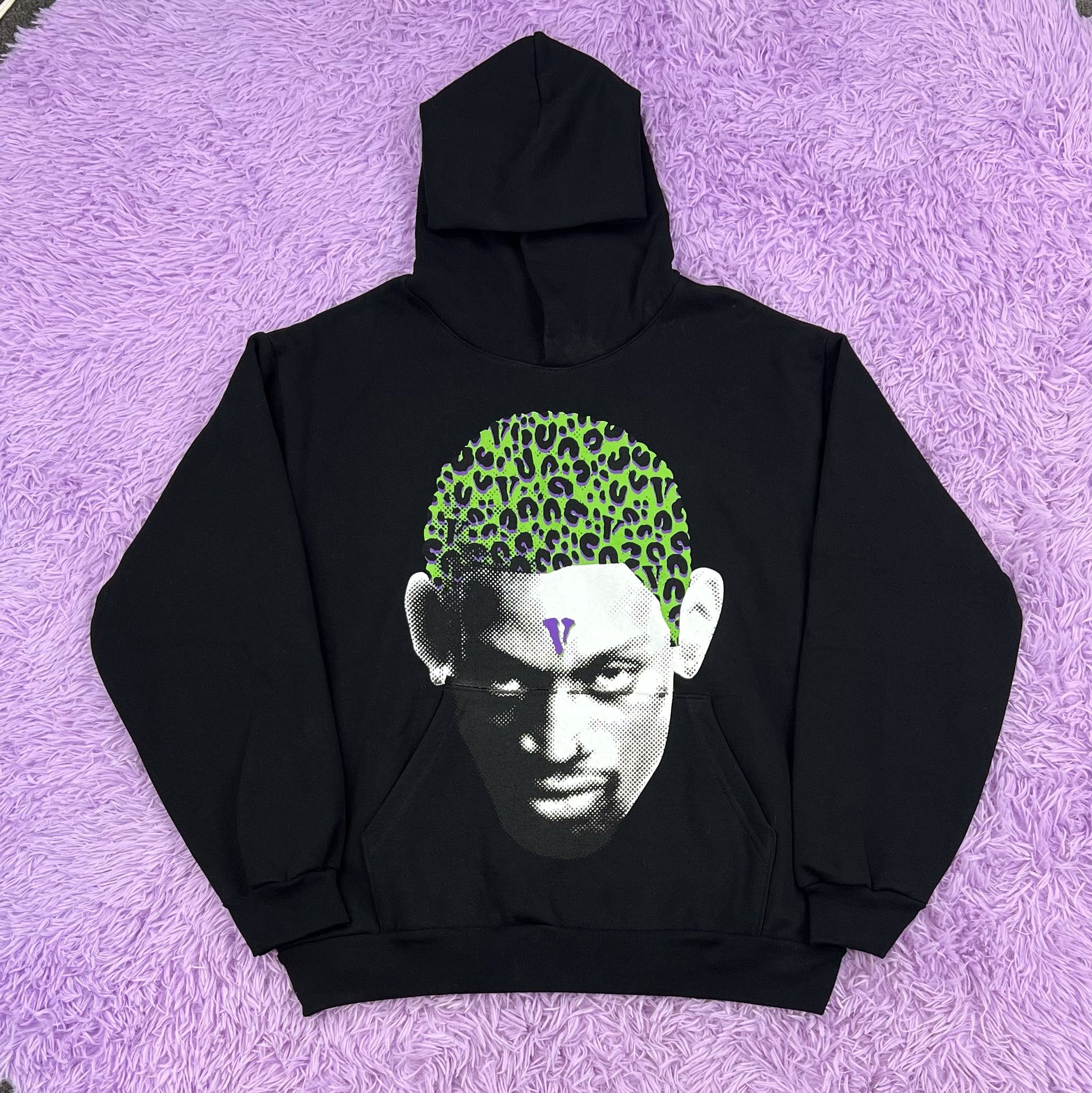 image of Vlone Rodman Cheetah Hoodie Medium in Black, Men's