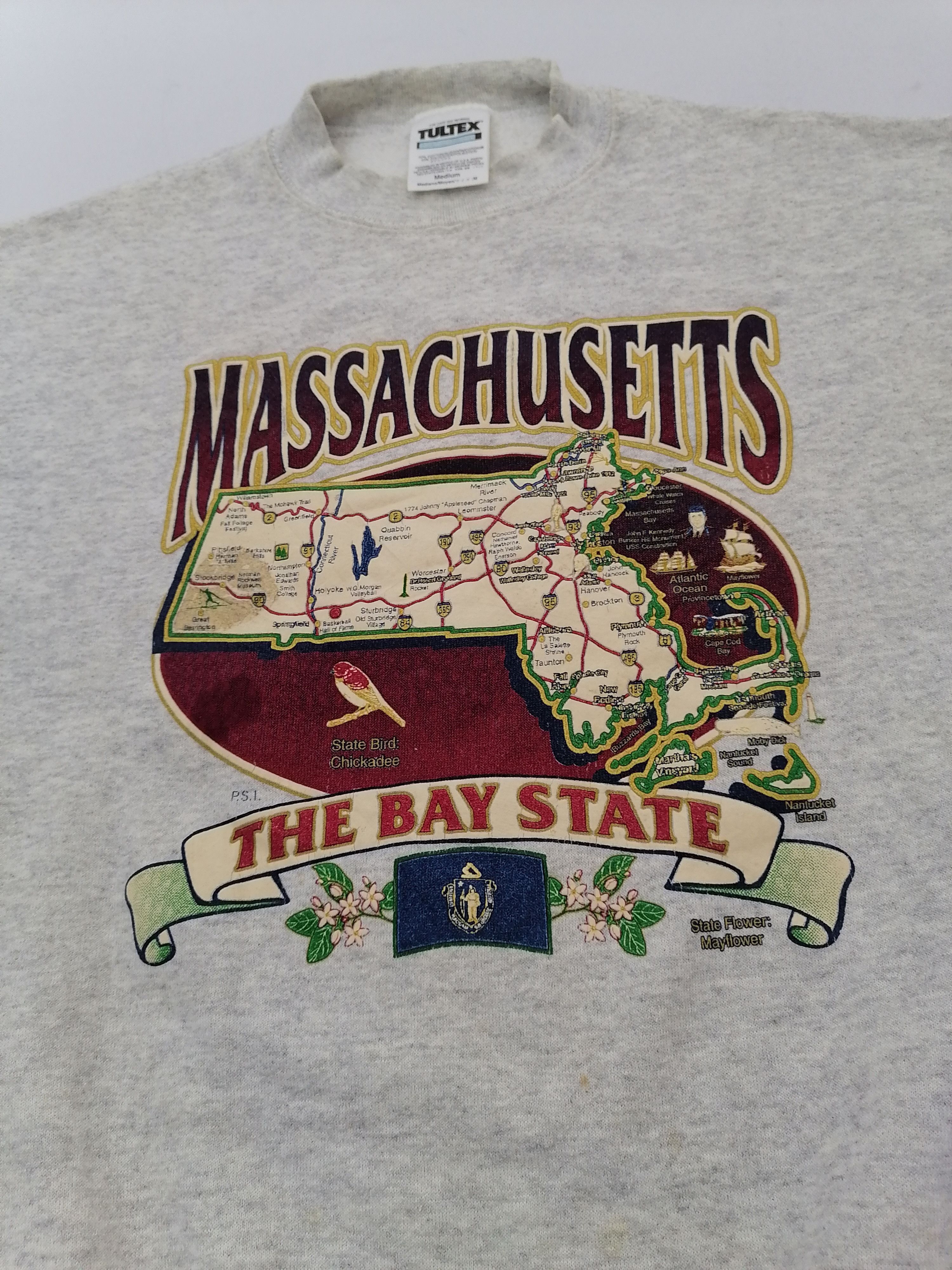 Tultex × Vintage Vintage Massachusetts The Bay State Sweatshirt Size US M / EU 48-50 / 2 - 2 Thumbnail