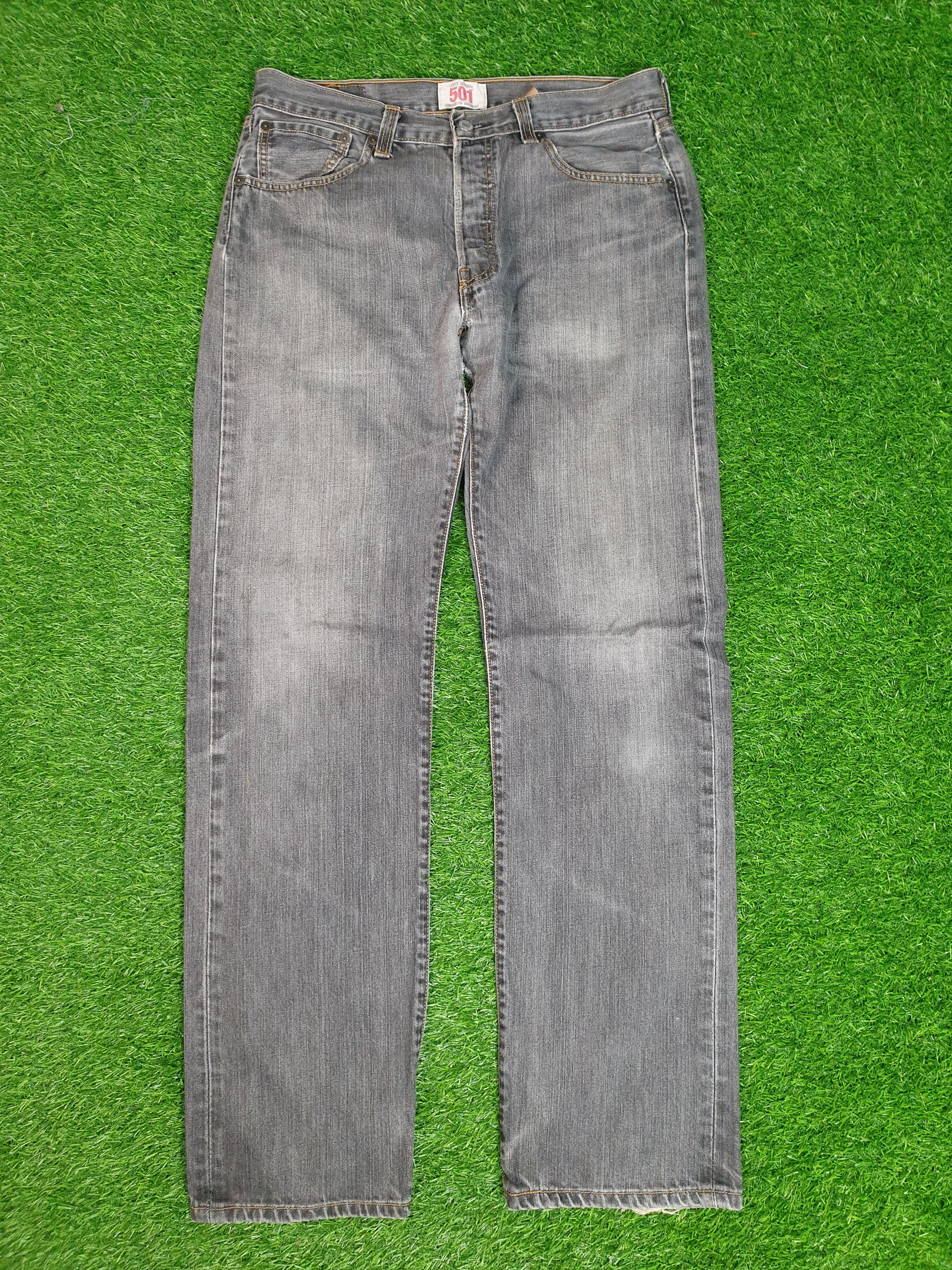 image of Distressed Denim x Levis VTG Levis 501 Stone Wash Faded Black 33X33.5 Jeans L0155 in Grey, Men's