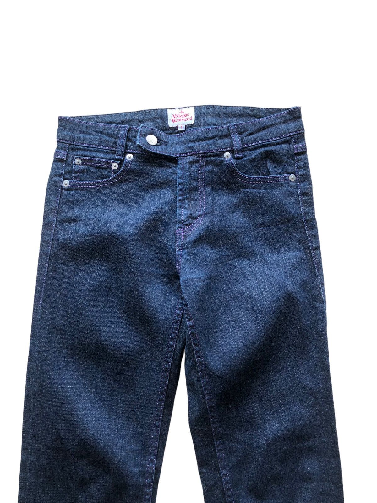 Vivienne Westwood 2000s Vivienne Westwood Purple Embroidered Orb Logo Jeans Size 28" / US 6 / IT 42 - 4 Thumbnail