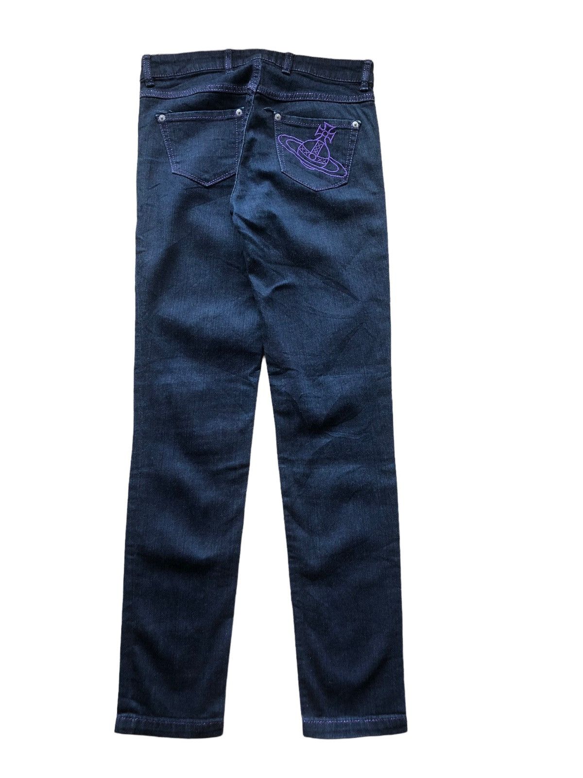 Vivienne Westwood 2000s Vivienne Westwood Purple Embroidered Orb Logo Jeans Size 28" / US 6 / IT 42 - 1 Thumbnail