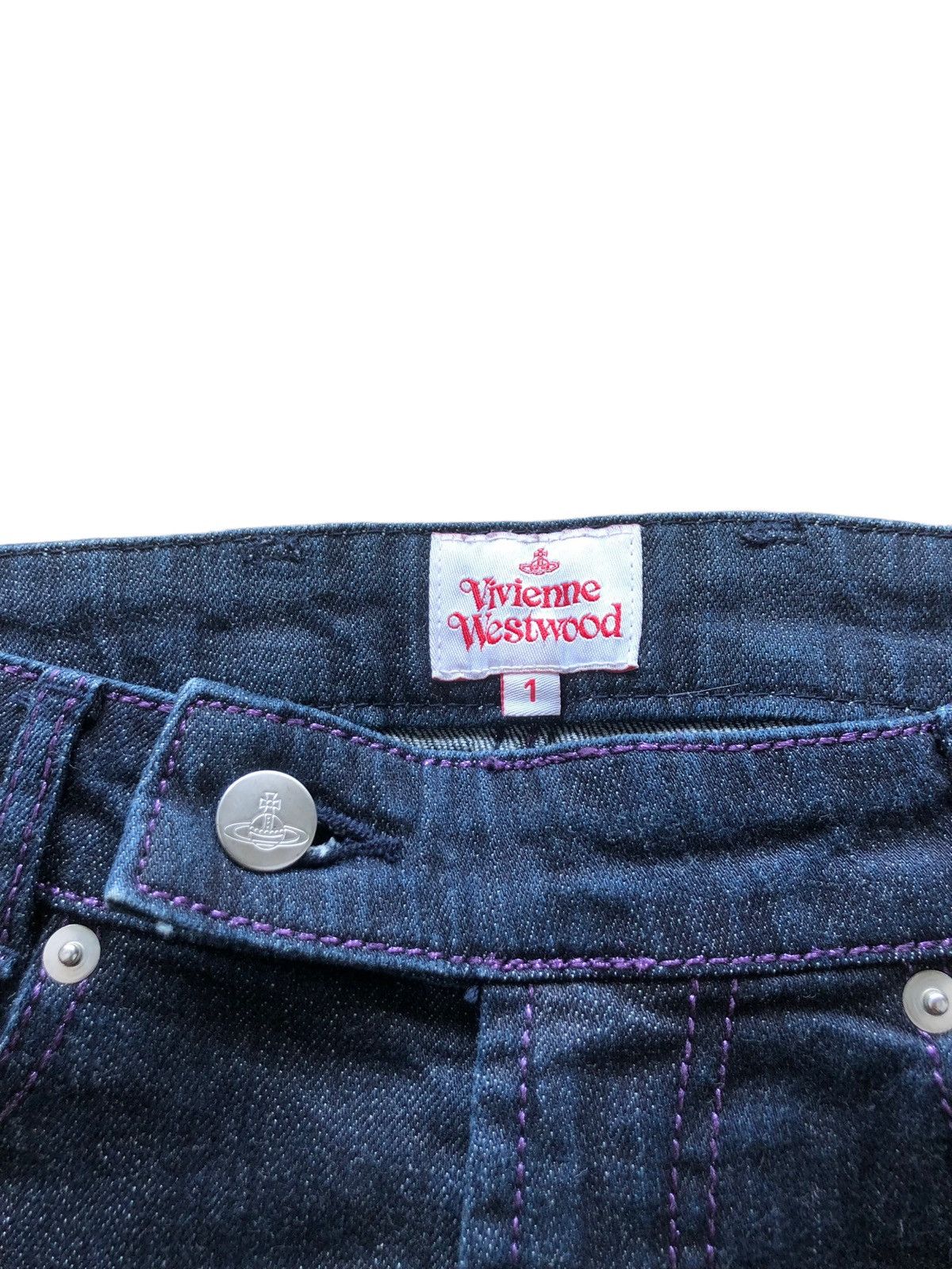 Vivienne Westwood 2000s Vivienne Westwood Purple Embroidered Orb Logo Jeans Size 28" / US 6 / IT 42 - 5 Thumbnail
