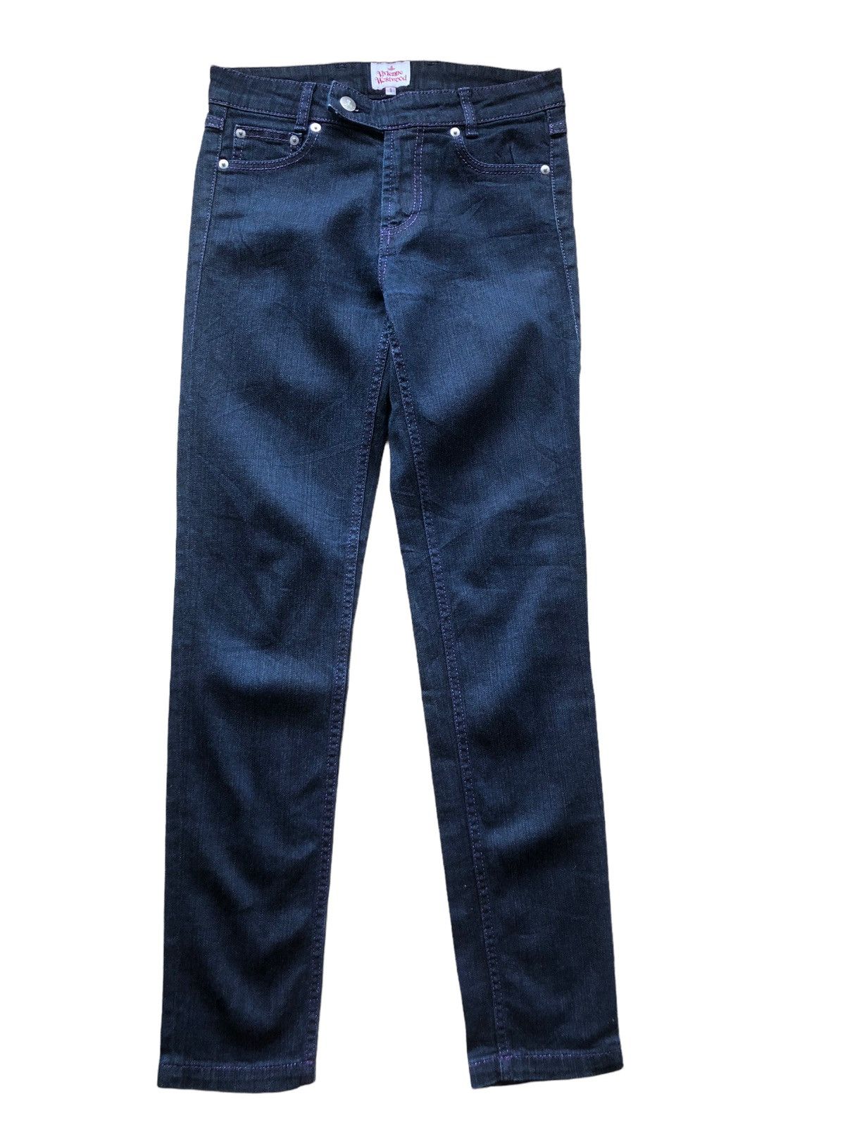 Vivienne Westwood 2000s Vivienne Westwood Purple Embroidered Orb Logo Jeans Size 28" / US 6 / IT 42 - 3 Thumbnail