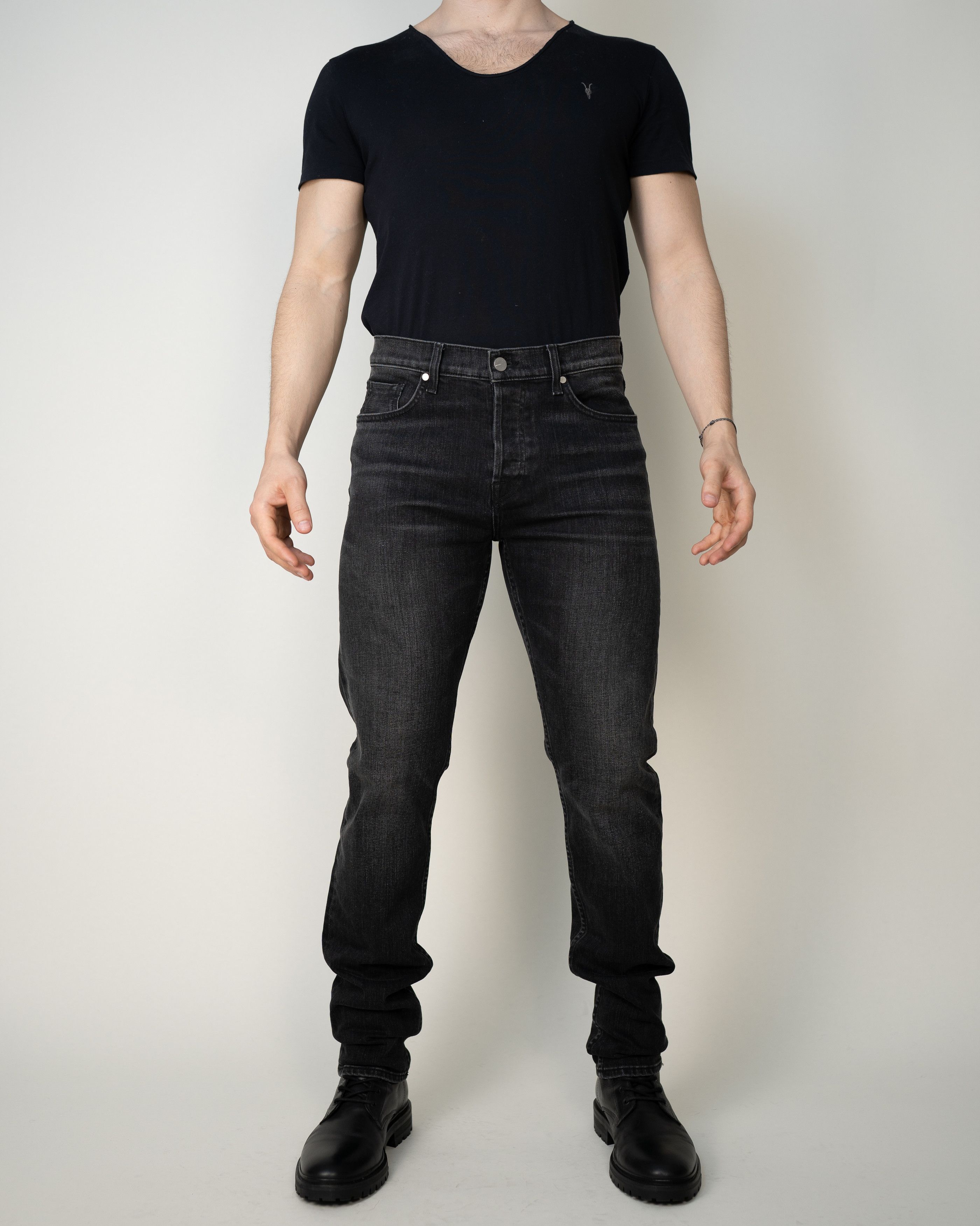 BLDWN Modern Skinny Jeans in Washed Black Selvedge 31x34