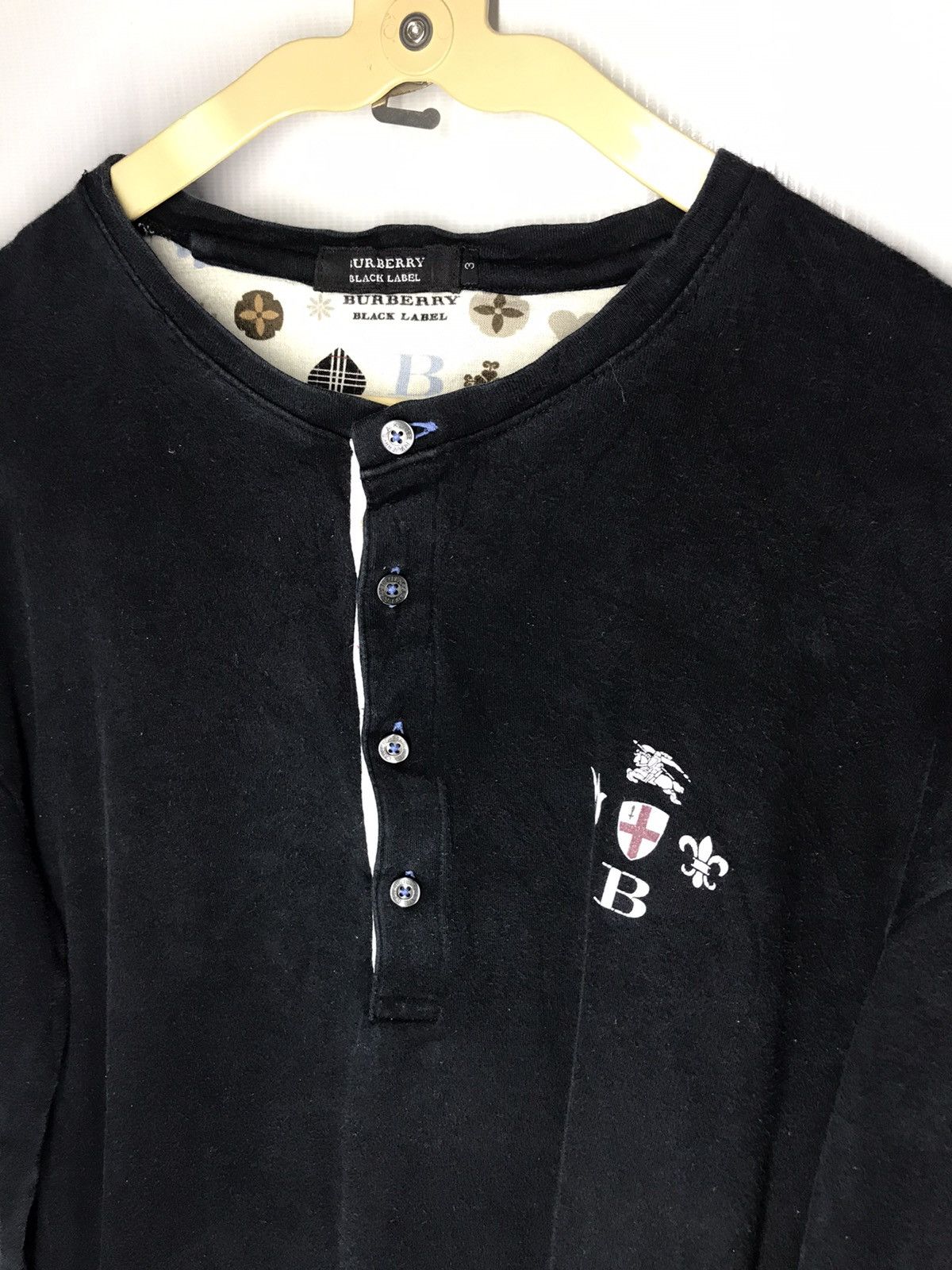 Burberry Burberry black label half button long sleeve shirt Size US L / EU 52-54 / 3 - 4 Thumbnail