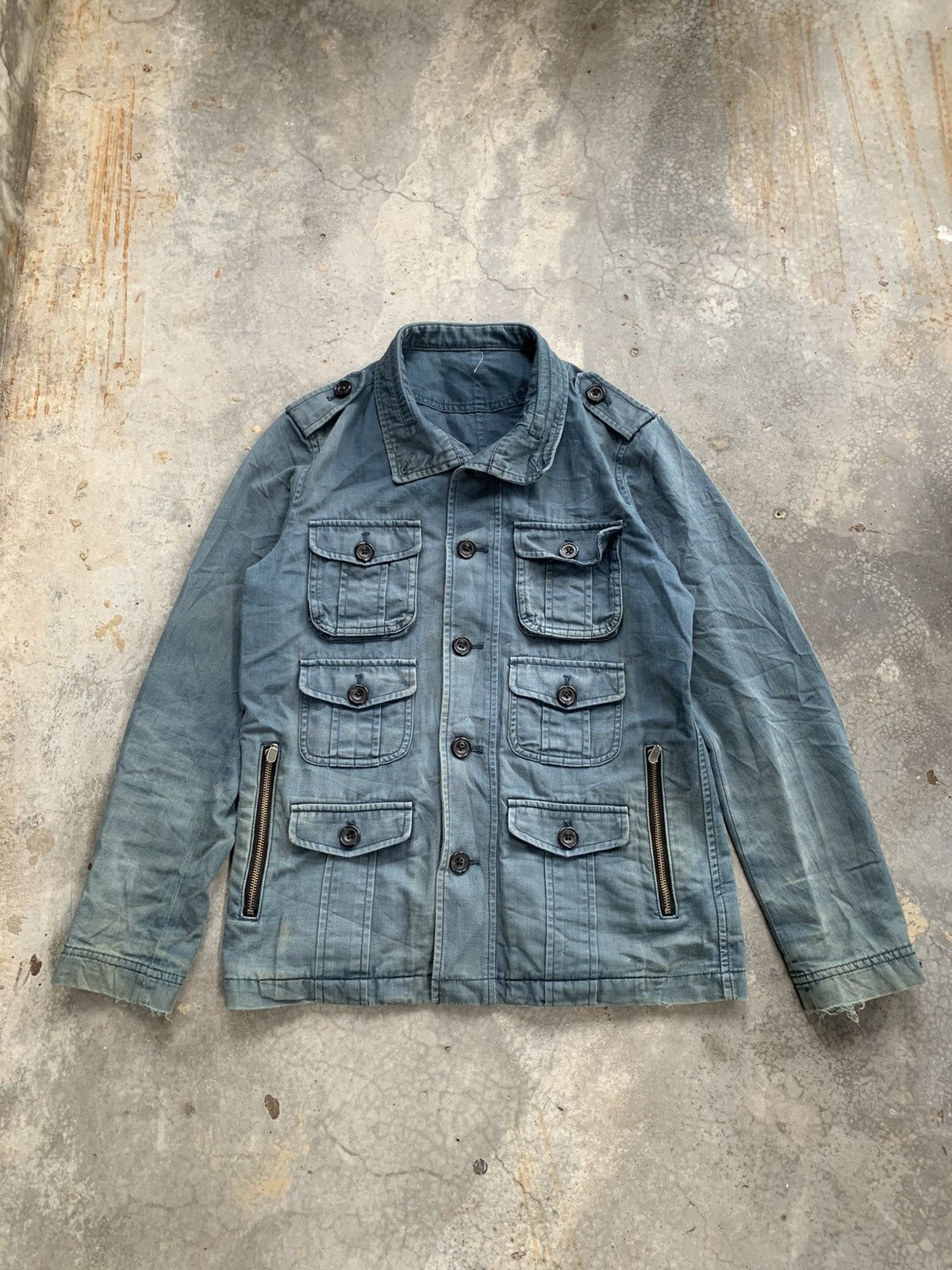image of Workers Japanesebrand Trashed Distressed Multipocket Worker Jacket, Men's (Size Medium)