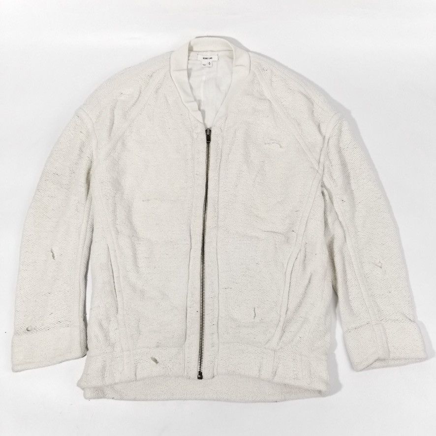 Helmut Lang Helmut Lang Distressed Dove White Zip Wool Sweater Size US S / EU 44-46 / 1 - 2 Thumbnail