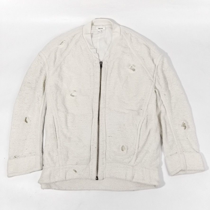 Helmut Lang Helmut Lang Distressed Dove White Zip Wool Sweater Size US S / EU 44-46 / 1 - 1 Thumbnail