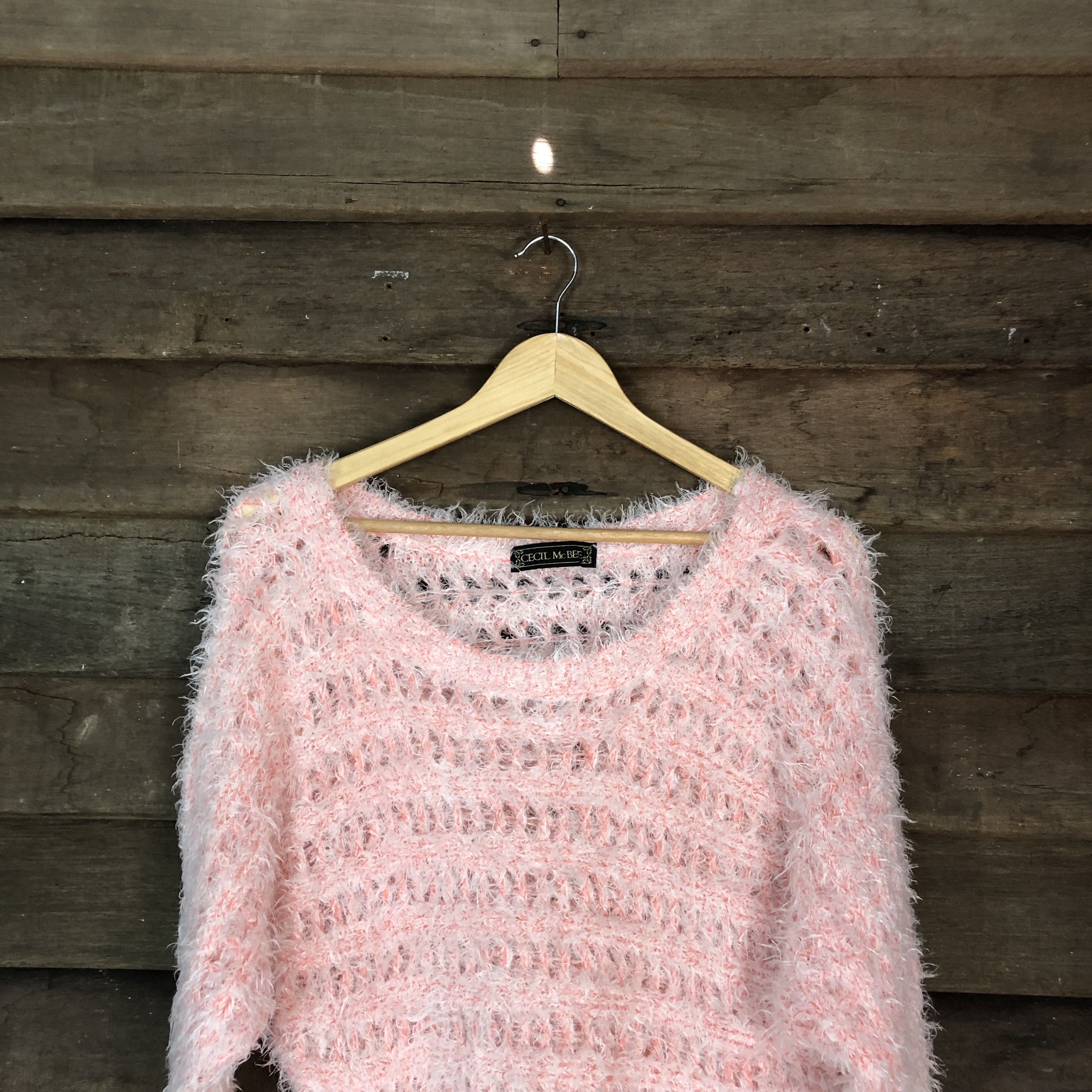 Homespun Knitwear Cecil Mcbee crochet Pink Shaggy Fur Mohair Knitwear #6710 Size M / US 6-8 / IT 42-44 - 2 Thumbnail