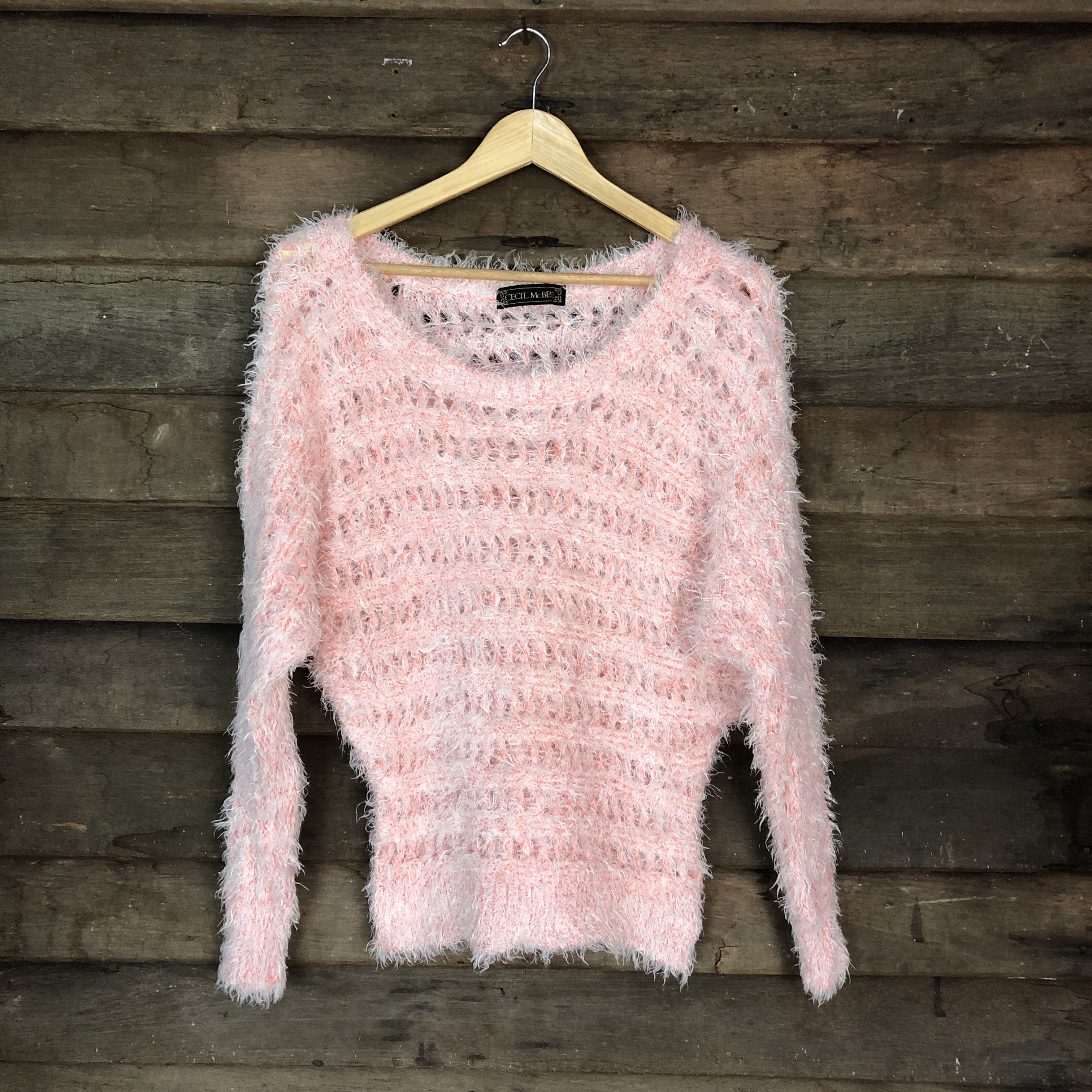 Homespun Knitwear Cecil Mcbee crochet Pink Shaggy Fur Mohair Knitwear #6710 Size M / US 6-8 / IT 42-44 - 1 Thumbnail
