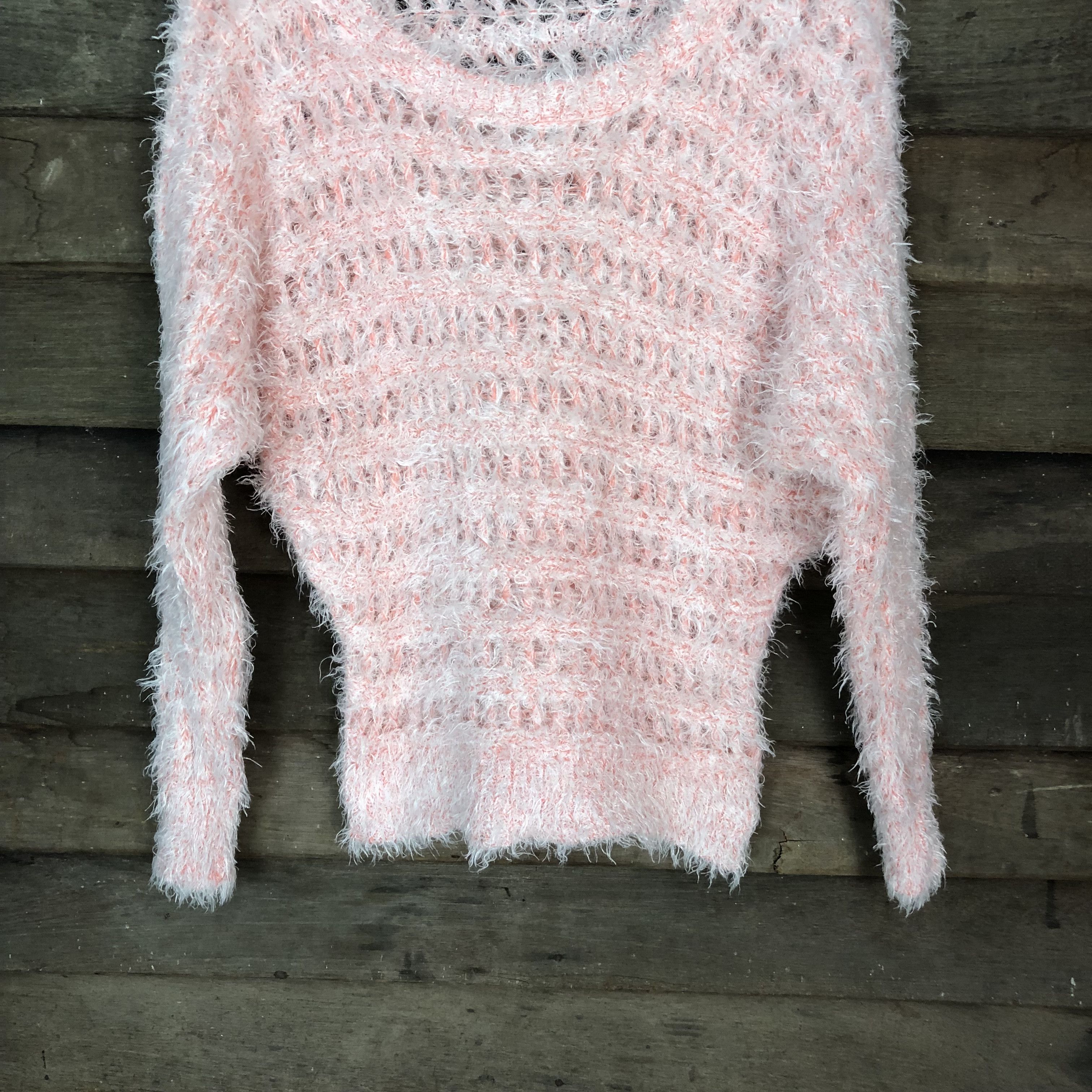 Homespun Knitwear Cecil Mcbee crochet Pink Shaggy Fur Mohair Knitwear #6710 Size M / US 6-8 / IT 42-44 - 3 Thumbnail