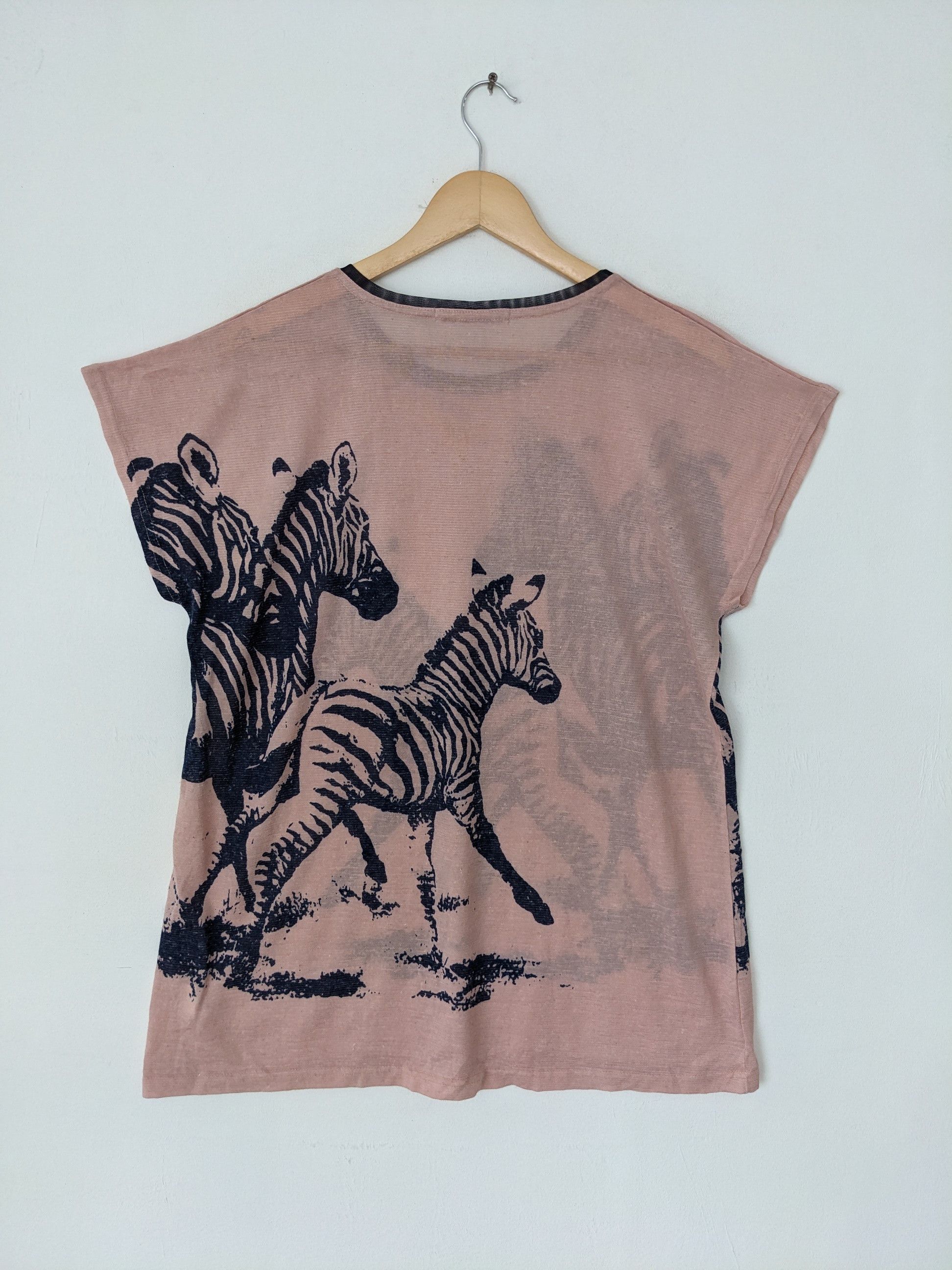 Designer Vintage Zebra Animal Printed Shirt Sleeveless by Tomomi Size M / US 6-8 / IT 42-44 - 2 Thumbnail