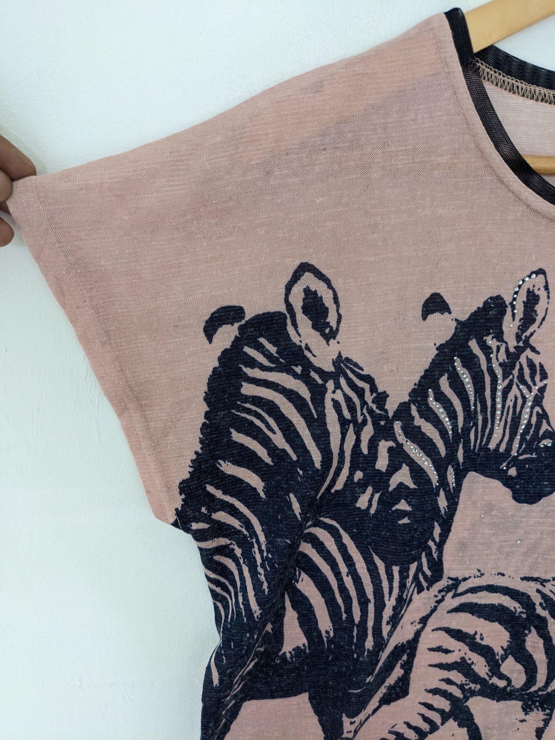 Designer Vintage Zebra Animal Printed Shirt Sleeveless by Tomomi Size M / US 6-8 / IT 42-44 - 9 Thumbnail