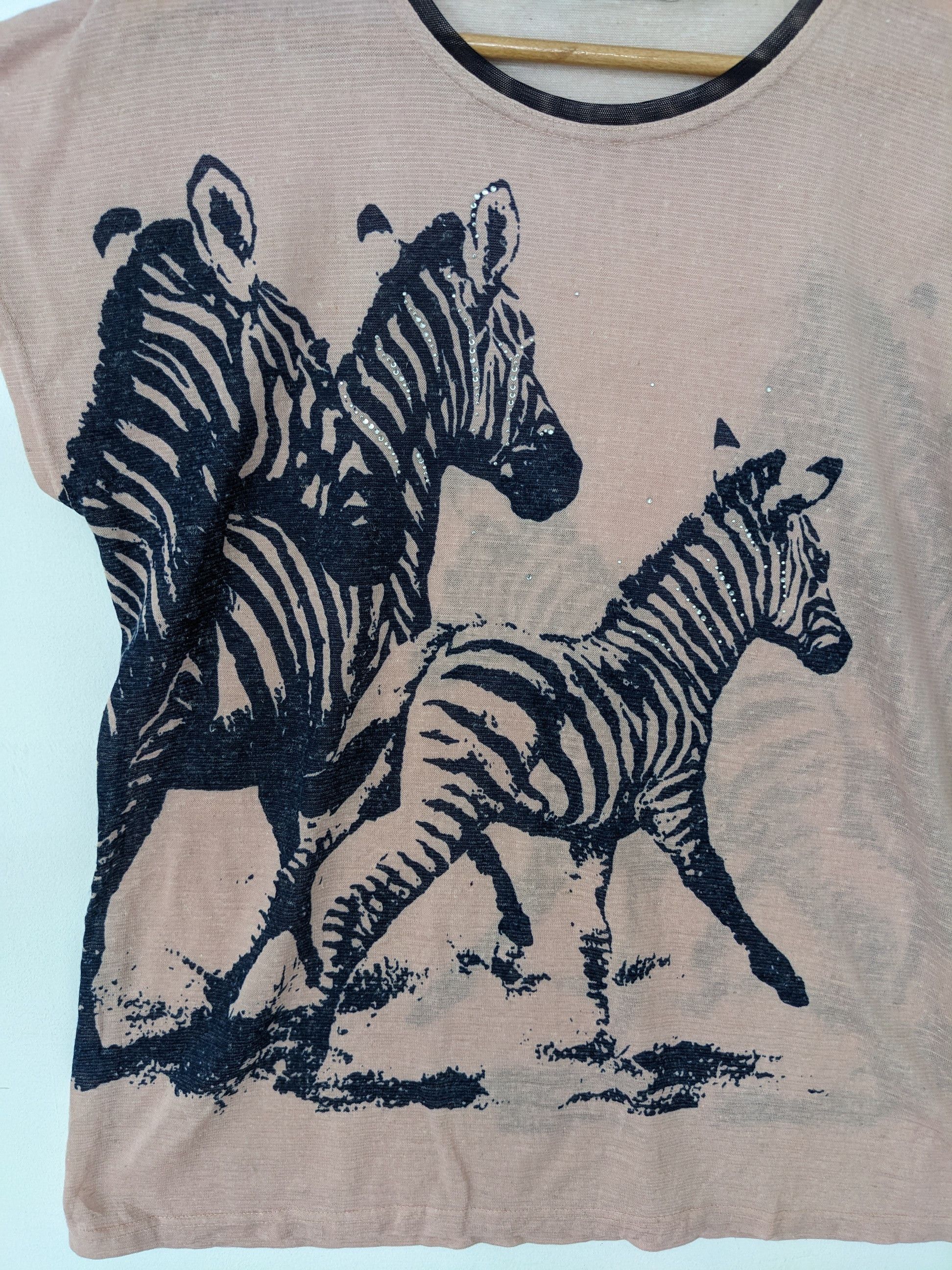 Designer Vintage Zebra Animal Printed Shirt Sleeveless by Tomomi Size M / US 6-8 / IT 42-44 - 7 Thumbnail