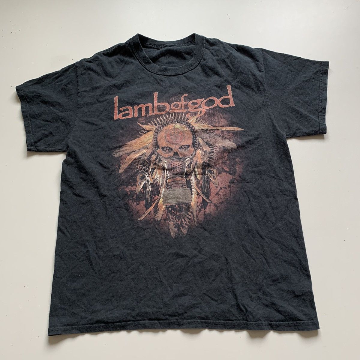 Band Tees Vintage 2000s Lamb Of God Graphic Faded Band T Shirt Large Size US L / EU 52-54 / 3 - 1 Thumbnail