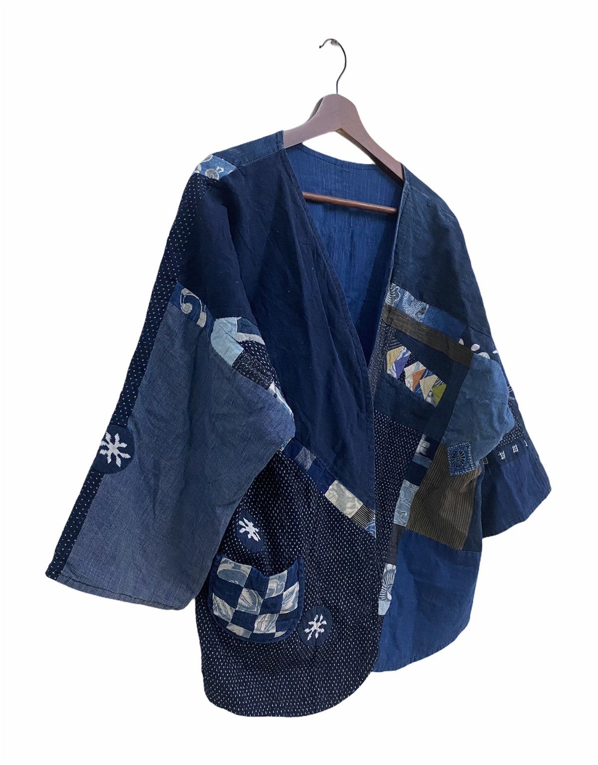 Vintage VTG Japanese Indigo Patchwork Noragi Kimono Cardigan Jacket Size US XL / EU 56 / 4 - 3 Thumbnail