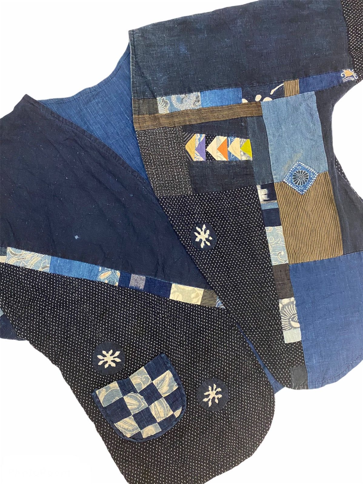 Vintage VTG Japanese Indigo Patchwork Noragi Kimono Cardigan Jacket Size US XL / EU 56 / 4 - 10 Thumbnail