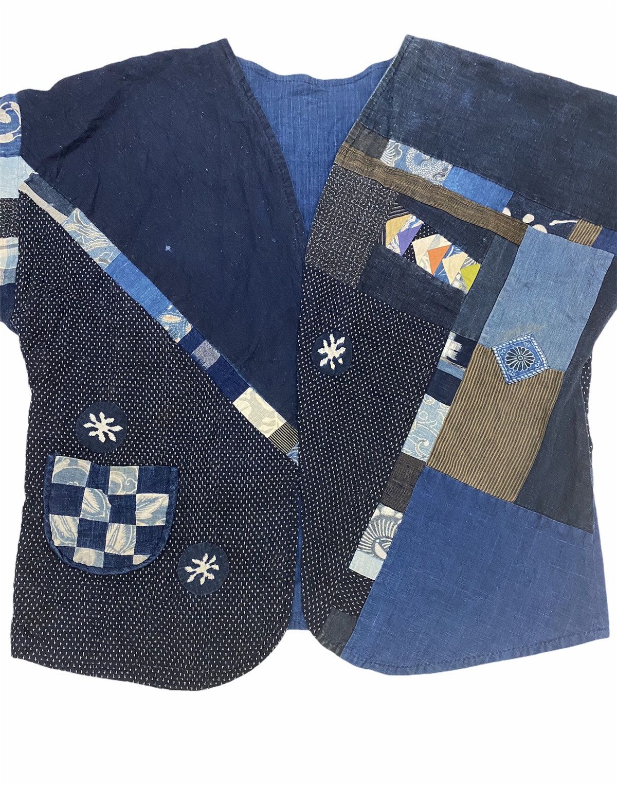 Vintage VTG Japanese Indigo Patchwork Noragi Kimono Cardigan Jacket Size US XL / EU 56 / 4 - 11 Thumbnail