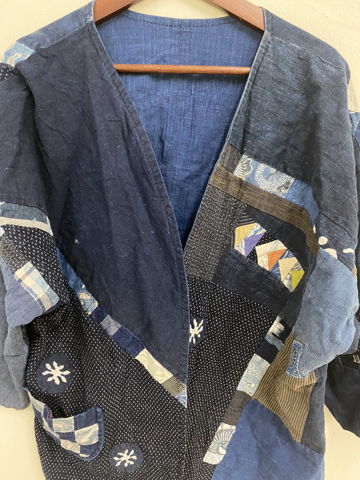 Vintage VTG Japanese Indigo Patchwork Noragi Kimono Cardigan Jacket Size US XL / EU 56 / 4 - 12 Thumbnail