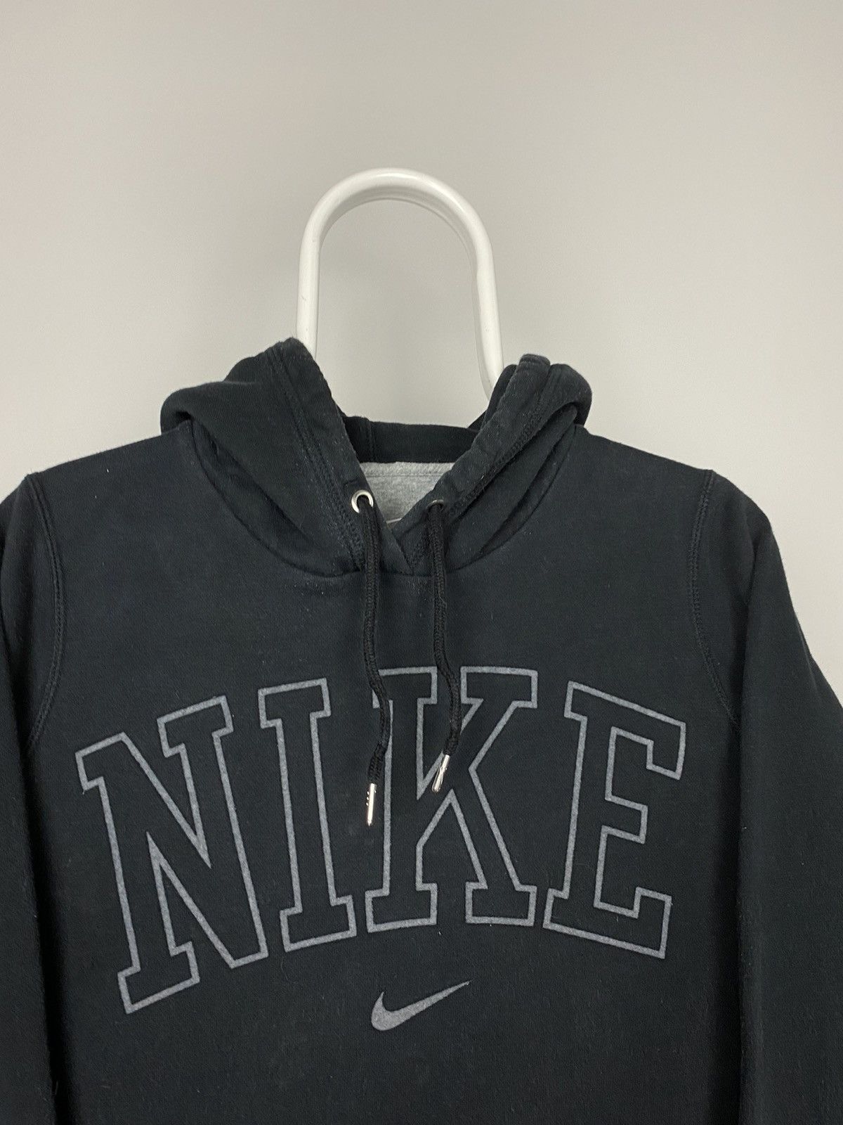 Nike × Vintage Nike spell out center swoosh hoodie black sweatshirt vintage Size US XS / EU 42 / 0 - 2 Thumbnail
