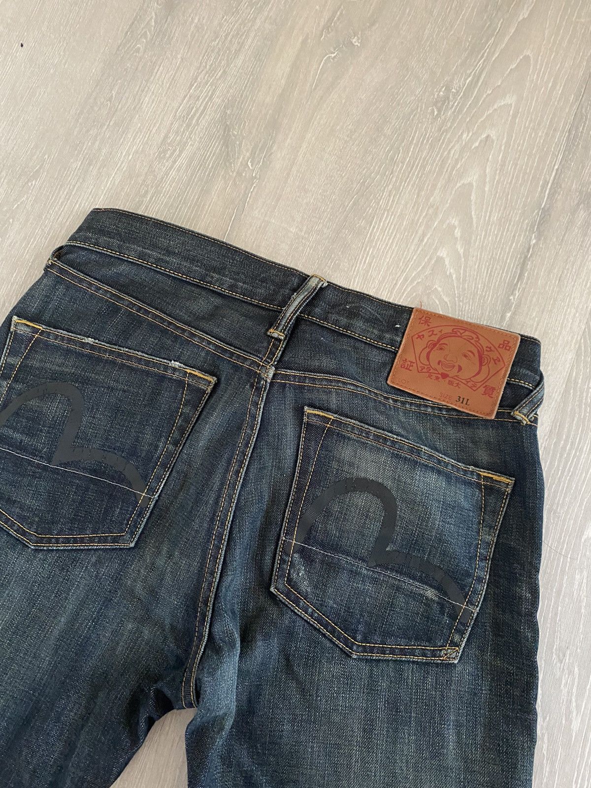 Evisu Japan vintage jeans raw denim black seagulls