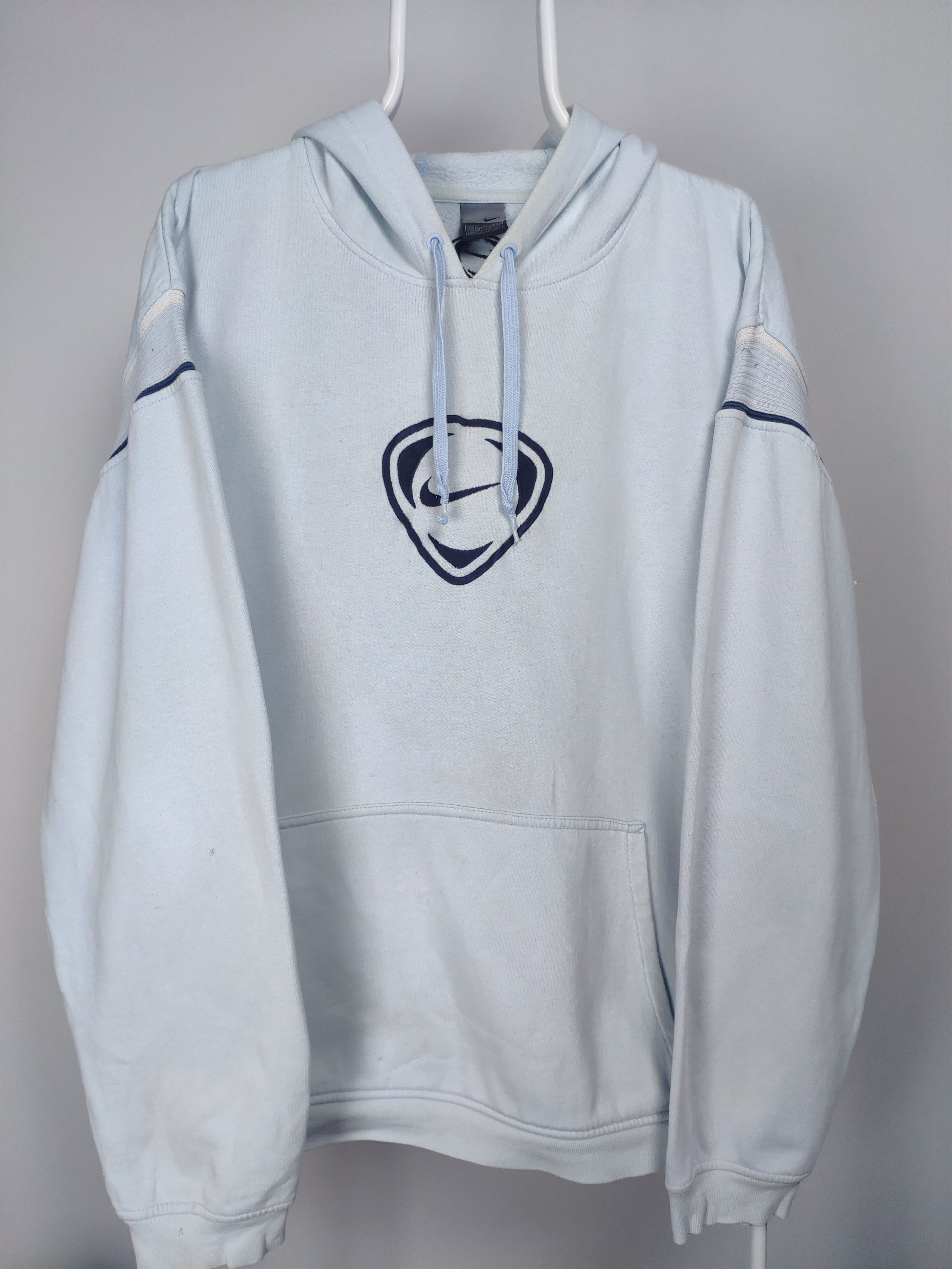Nike × Vintage Nike vintage center swoosh hoodie sweatshirt baby blue 2000s Size US XL / EU 56 / 4 - 1 Thumbnail