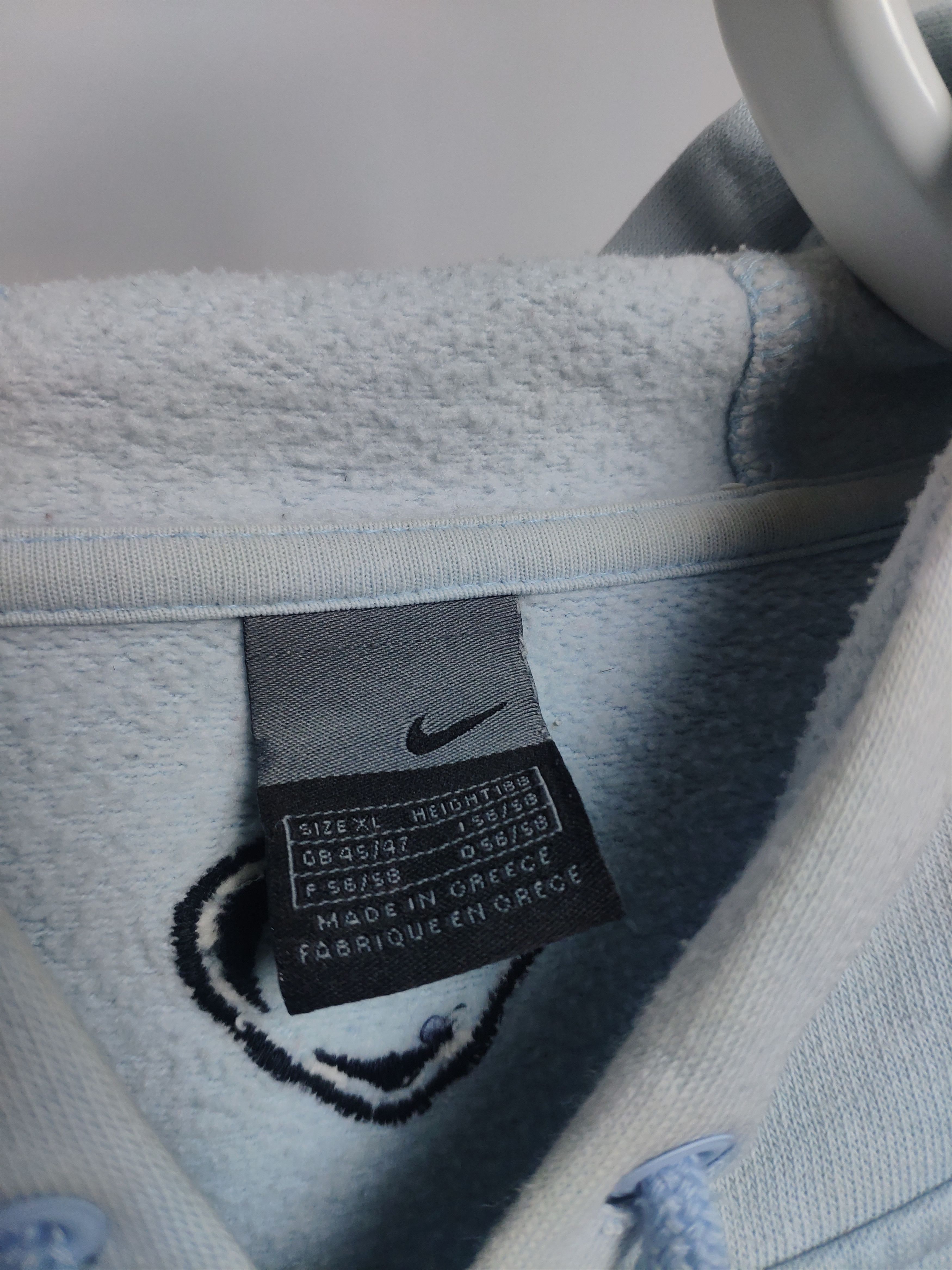 Nike × Vintage Nike vintage center swoosh hoodie sweatshirt baby blue 2000s Size US XL / EU 56 / 4 - 4 Thumbnail
