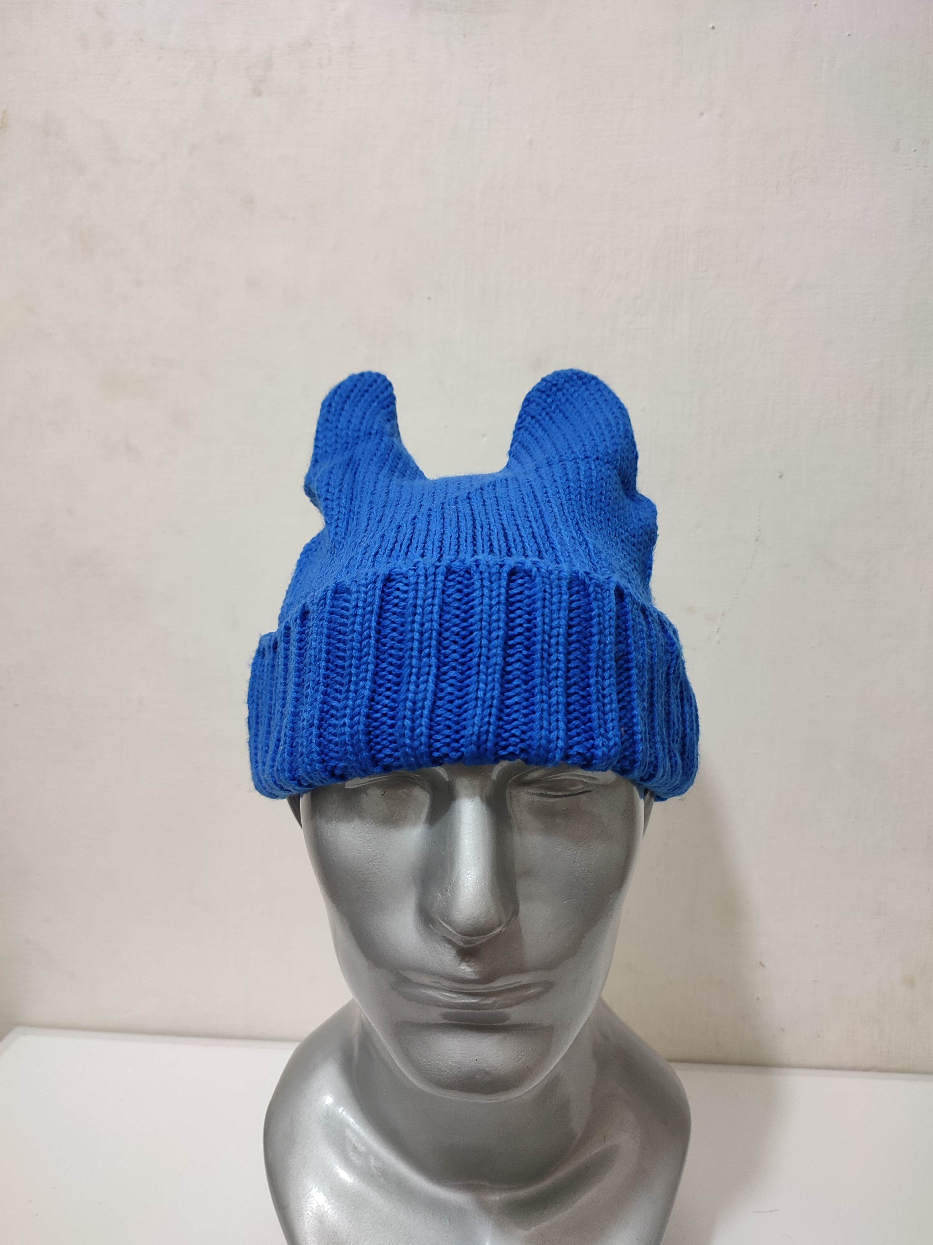 image of Bunny Horn Devil Beanie Hats in Blue, Men's