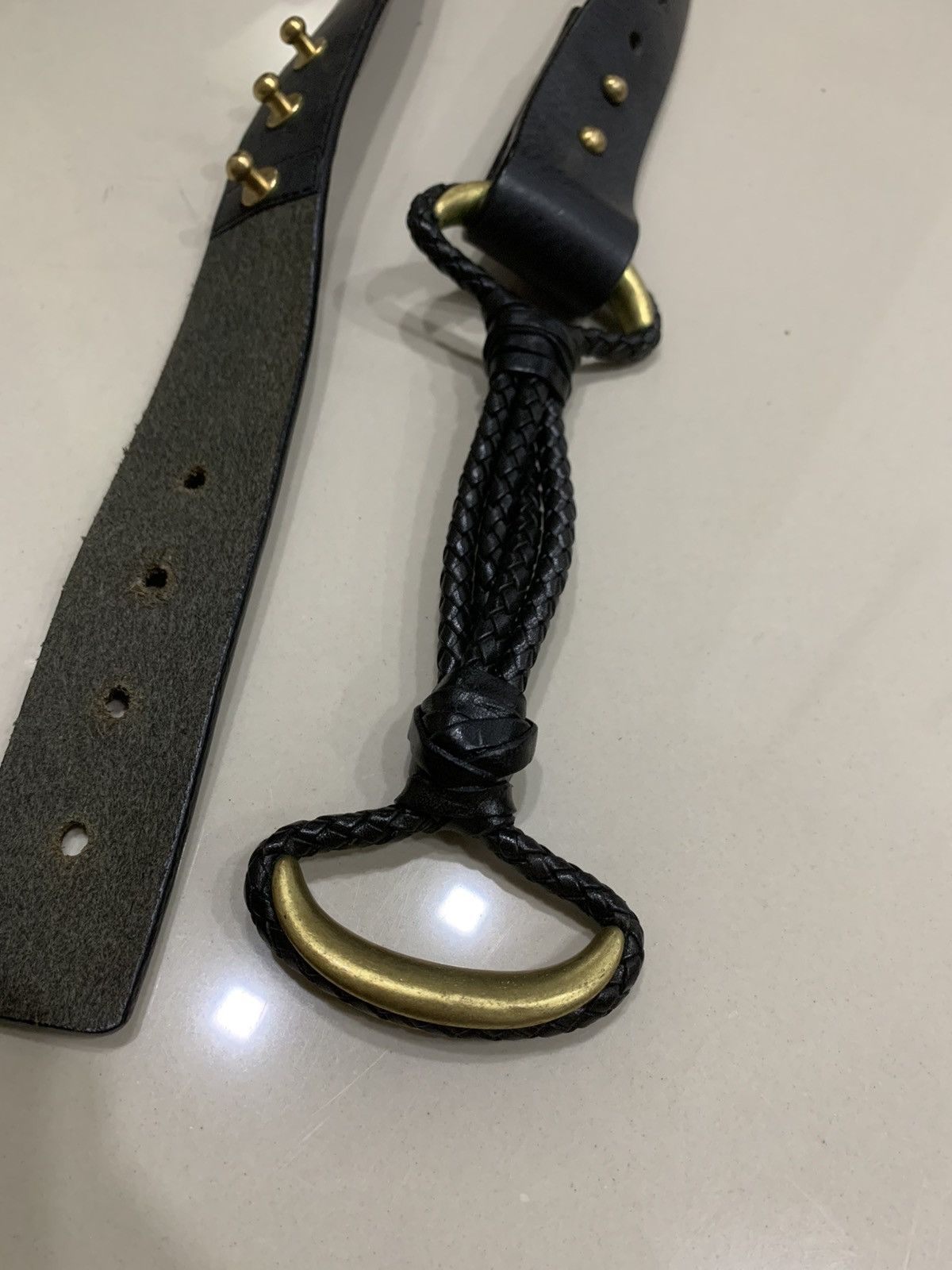 Japanese Brand GABARDINE BRAIDED BONDAGE LEATHER BELT Size 32 - 3 Thumbnail