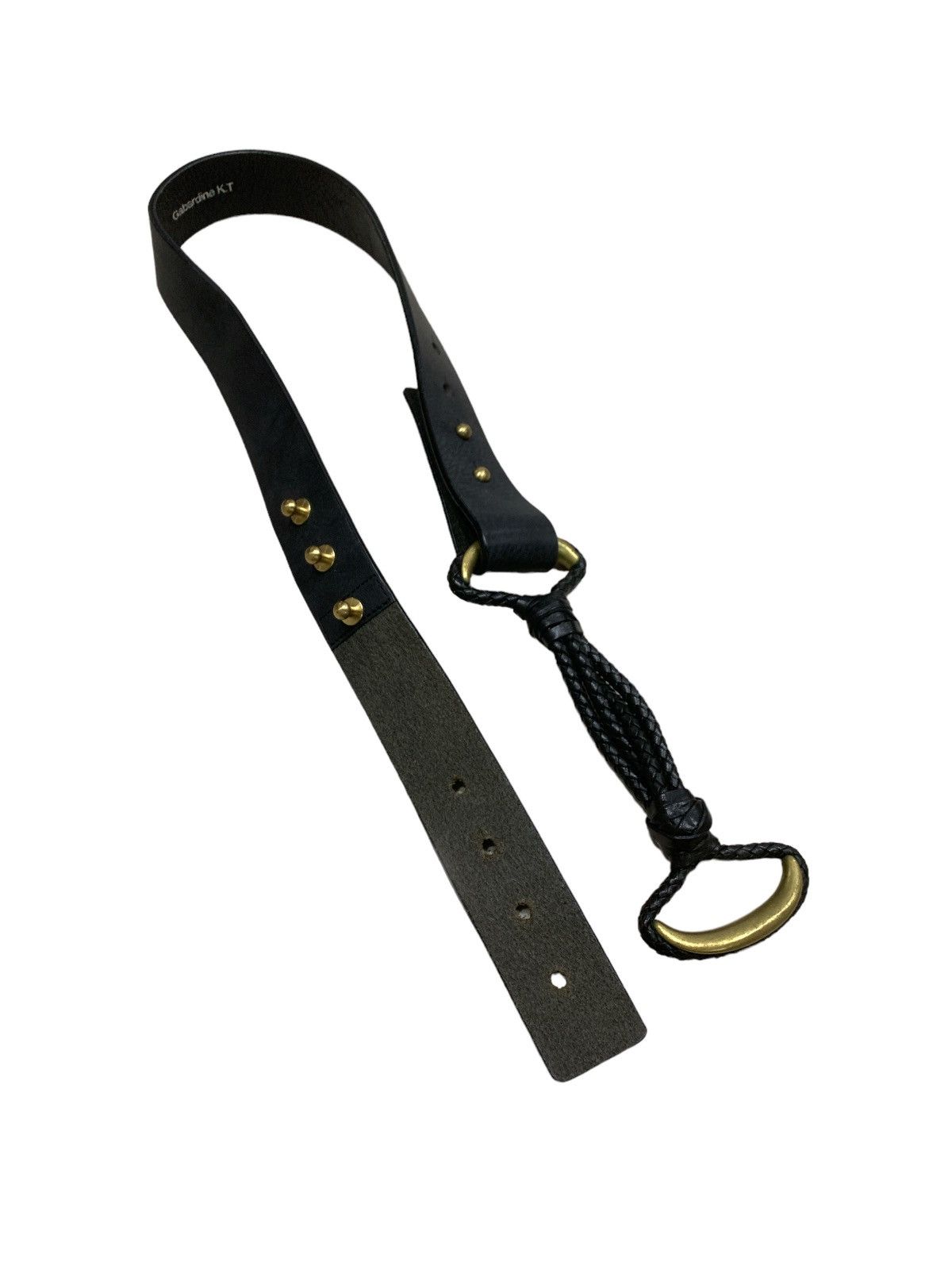 image of Gabardine Braided Bondage Leather Belt in Black, Men's (Size 32)