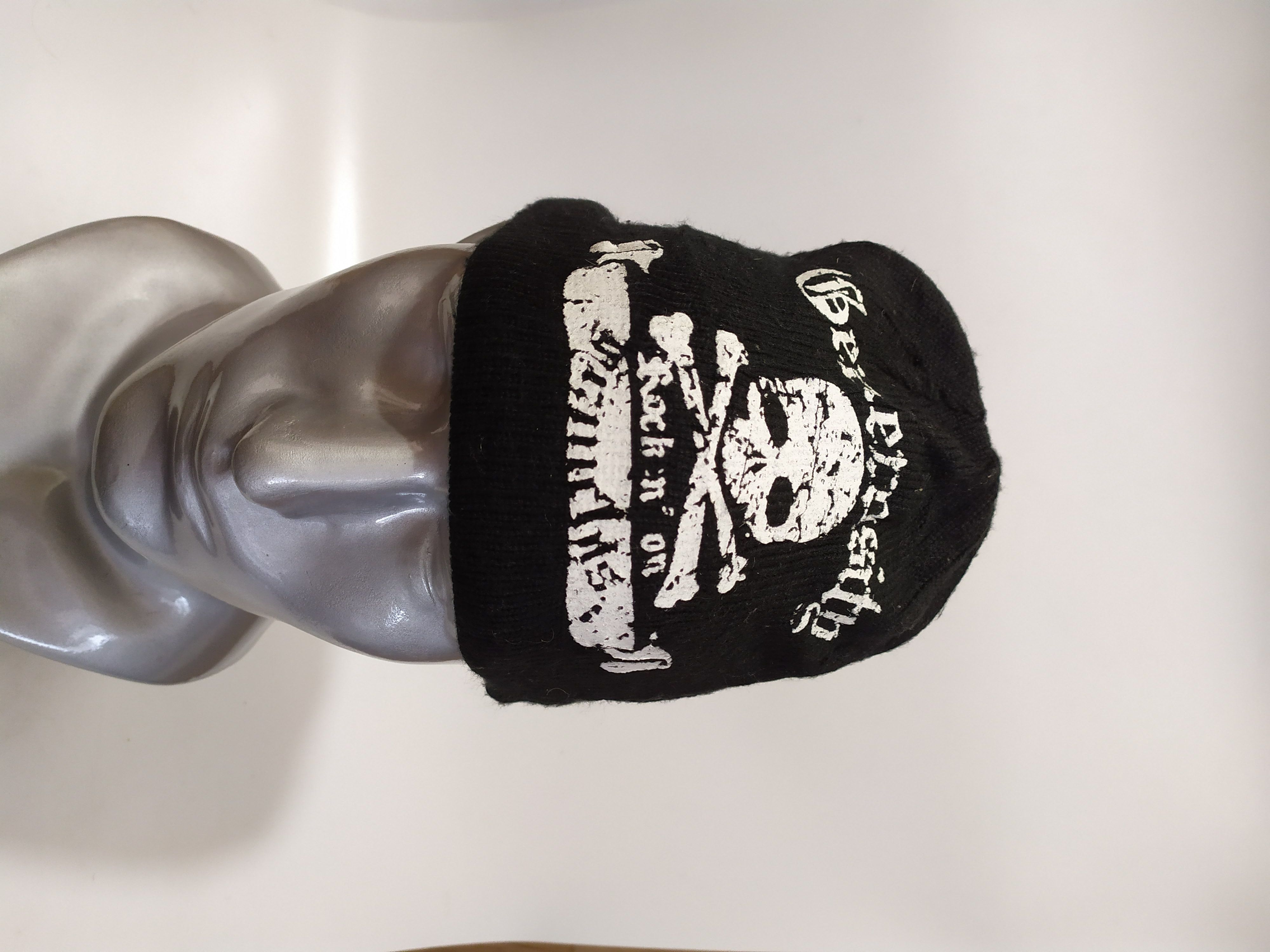 image of Avant Garde Generosity Distressed Skull Punk Beanie Hats in Black, Men's