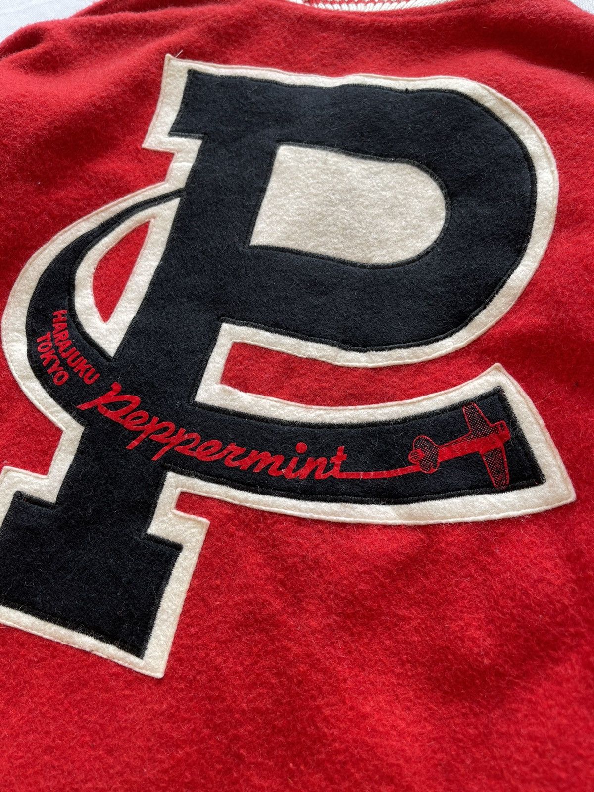 Japanese Brand VINTAGE PEPPERMINT BIG LOGO WOOL VARSITY JACKET Size US L / EU 52-54 / 3 - 11 Thumbnail