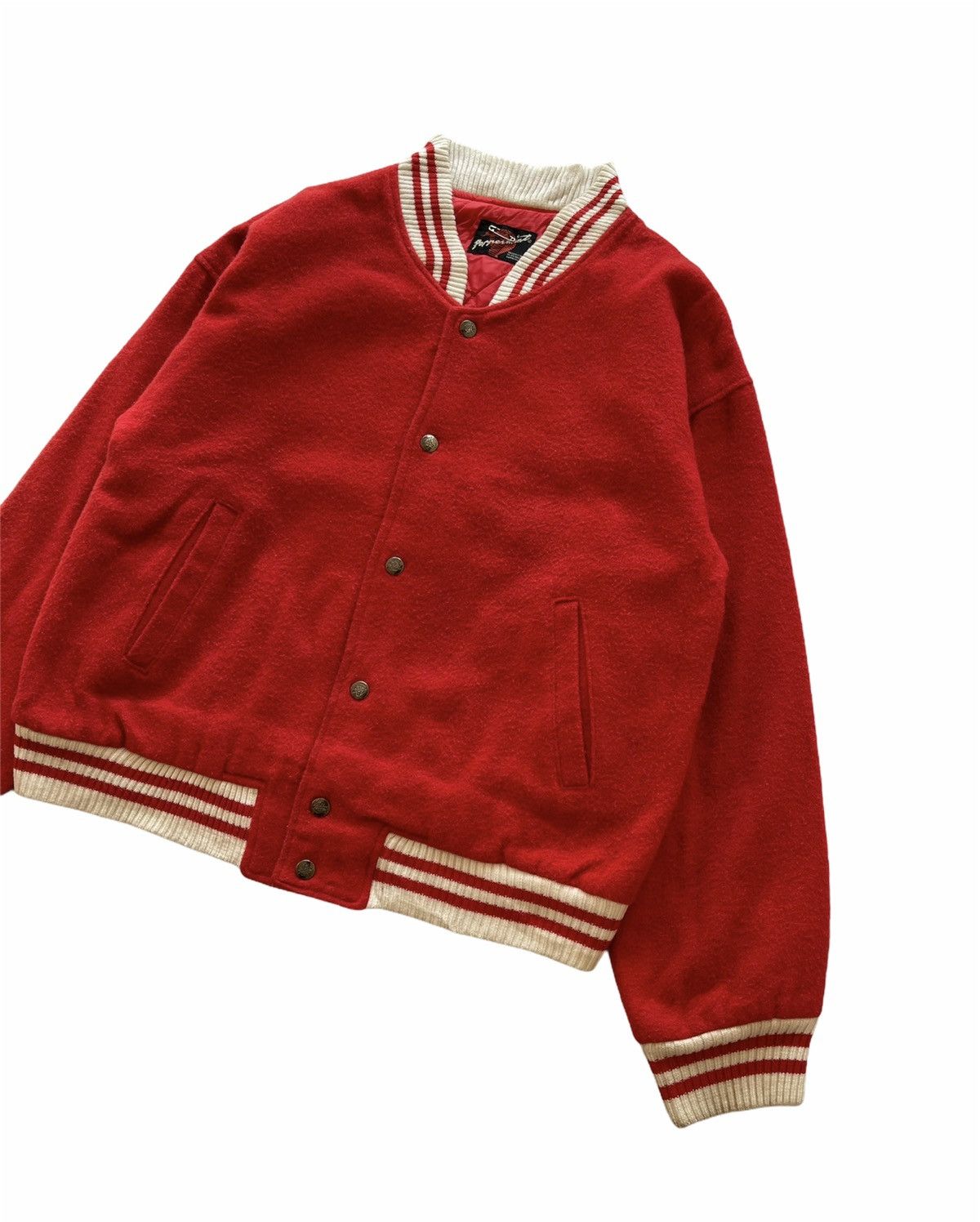 Japanese Brand VINTAGE PEPPERMINT BIG LOGO WOOL VARSITY JACKET Size US L / EU 52-54 / 3 - 5 Thumbnail