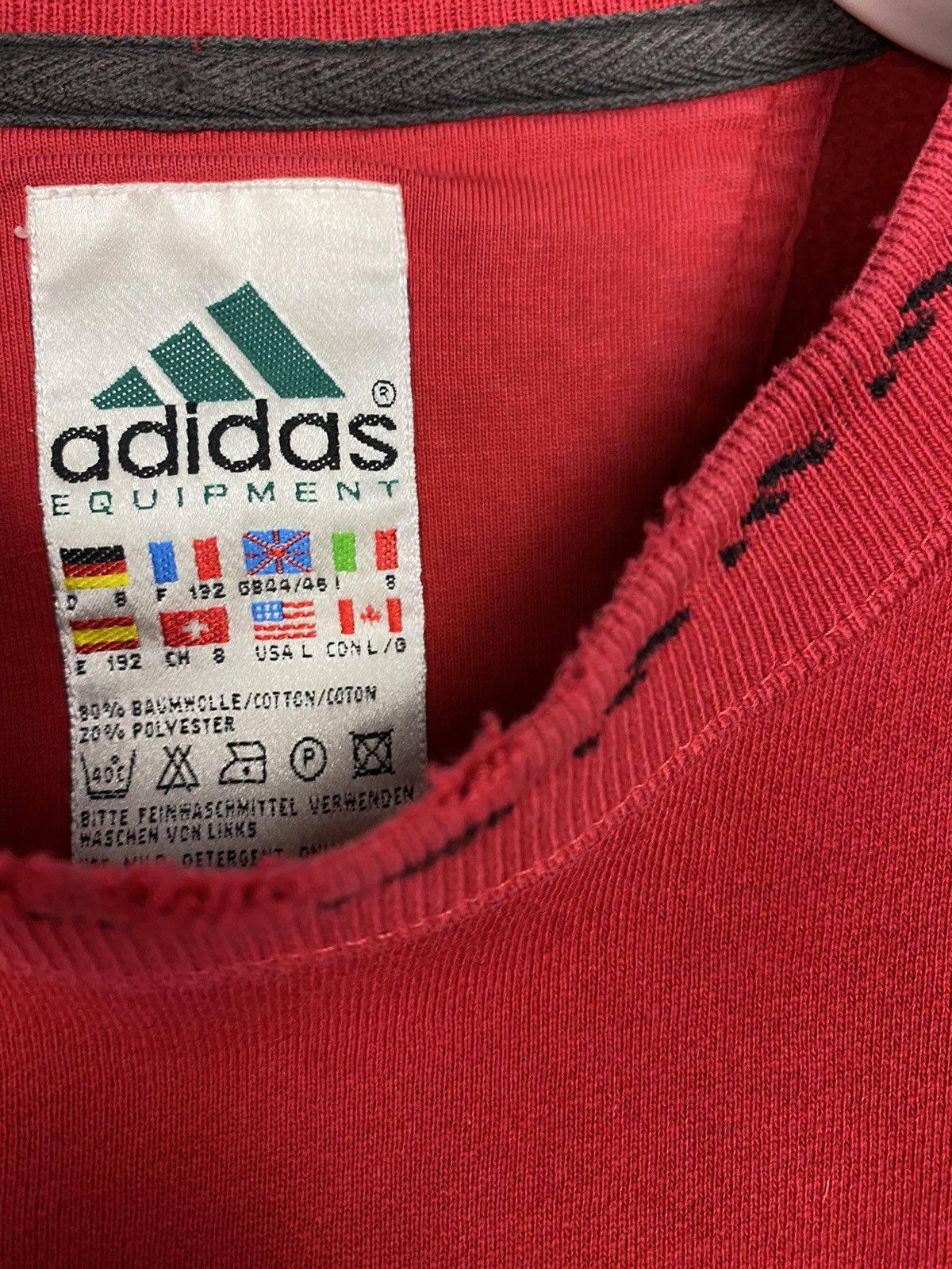 Adidas × Vintage Adidas EQT Equipment vintage 90s sweatshirt crewneck red Size US L / EU 52-54 / 3 - 8 Thumbnail