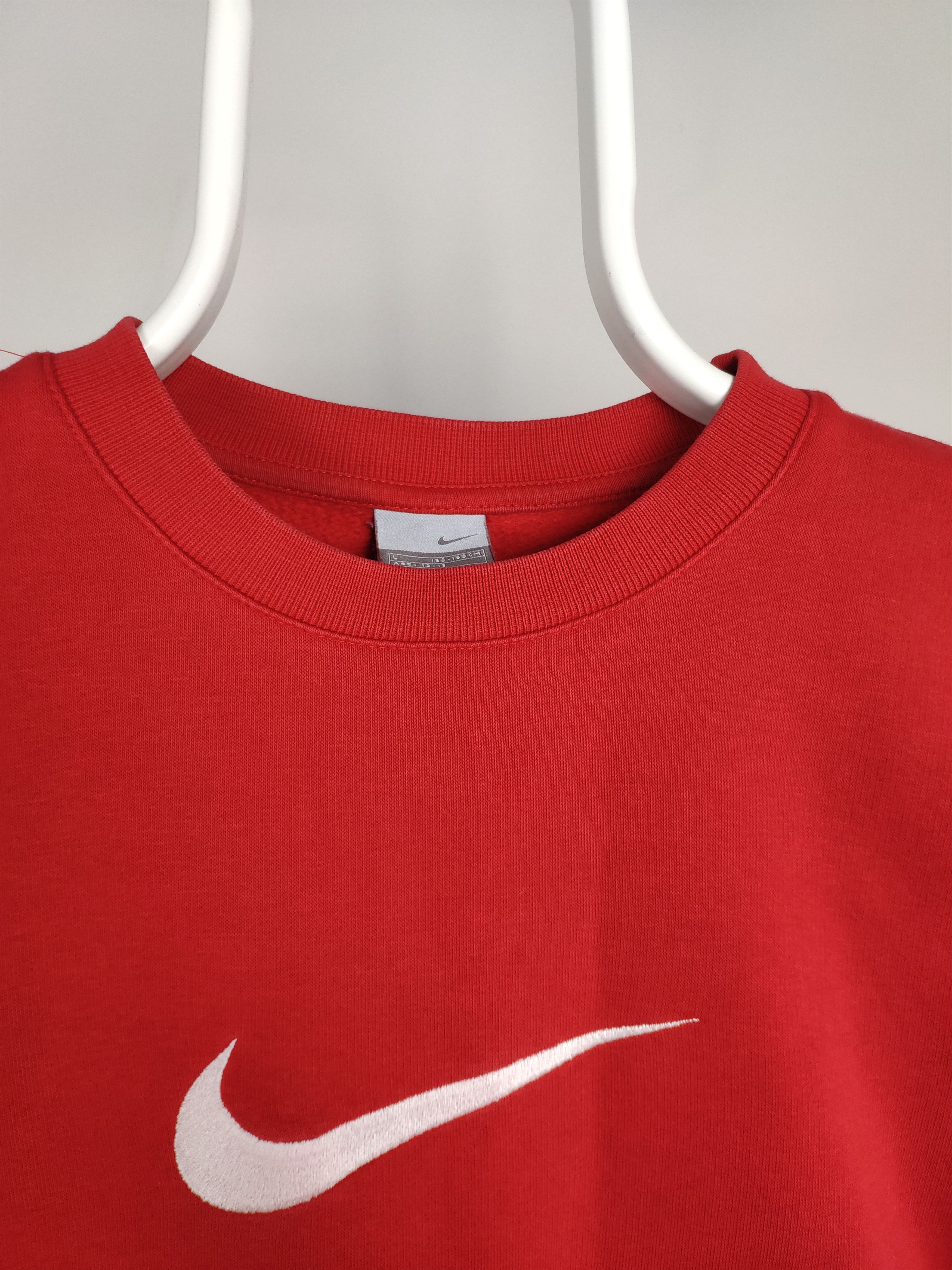 Nike × Vintage Nike vintage sweatshirt big center swoosh white on red 2000s Size US S / EU 44-46 / 1 - 4 Thumbnail