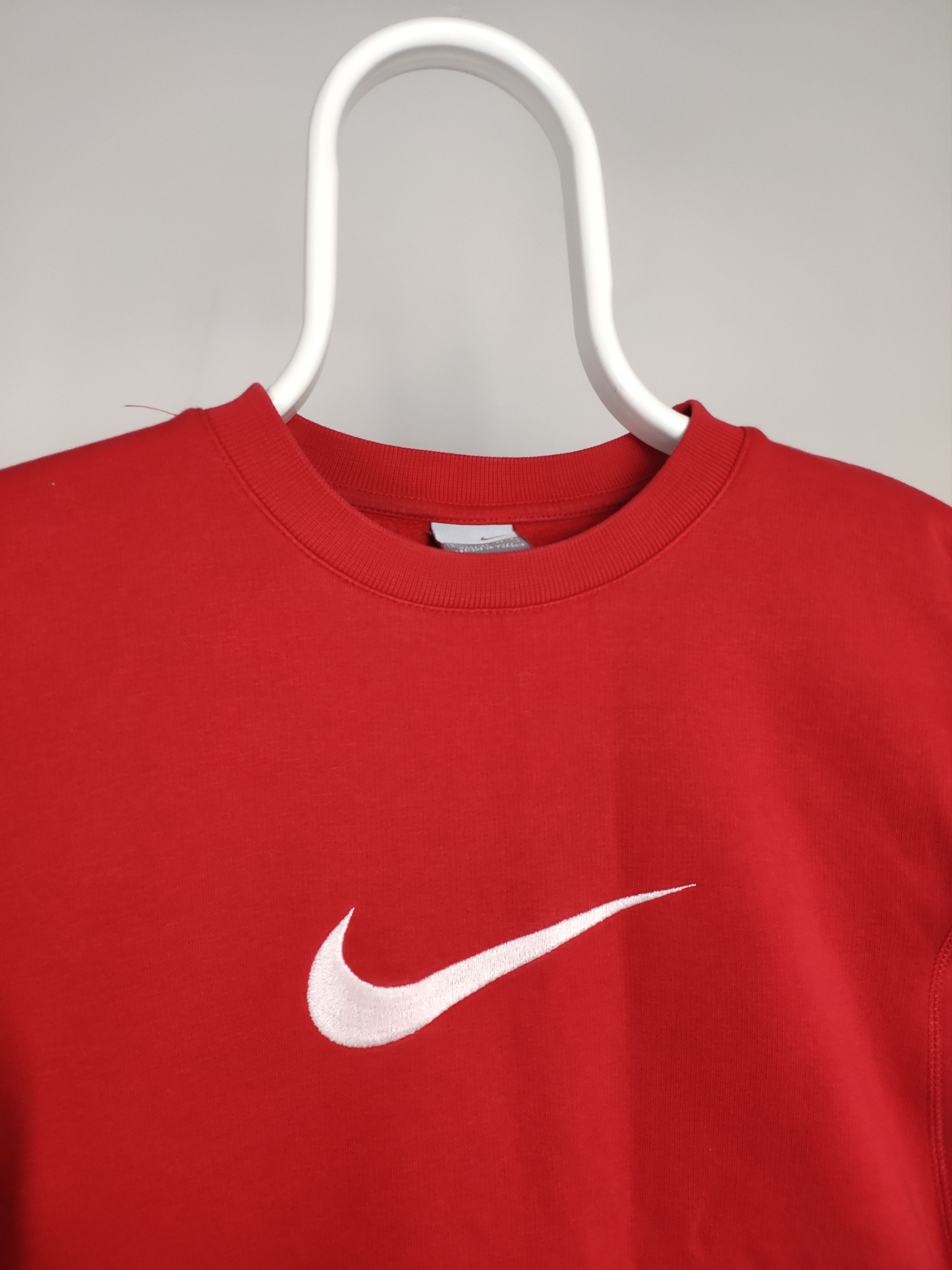 Nike × Vintage Nike vintage sweatshirt big center swoosh white on red 2000s Size US S / EU 44-46 / 1 - 2 Thumbnail