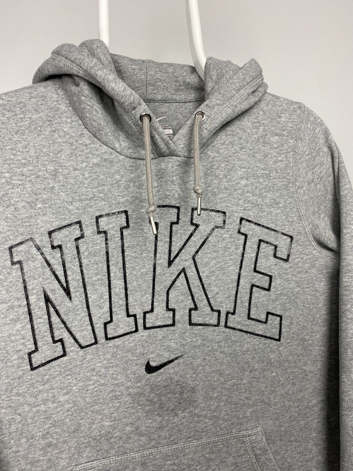 Nike × Vintage Nike spell out hoodie center swoosh grey collage vintage Size US S / EU 44-46 / 1 - 2 Thumbnail