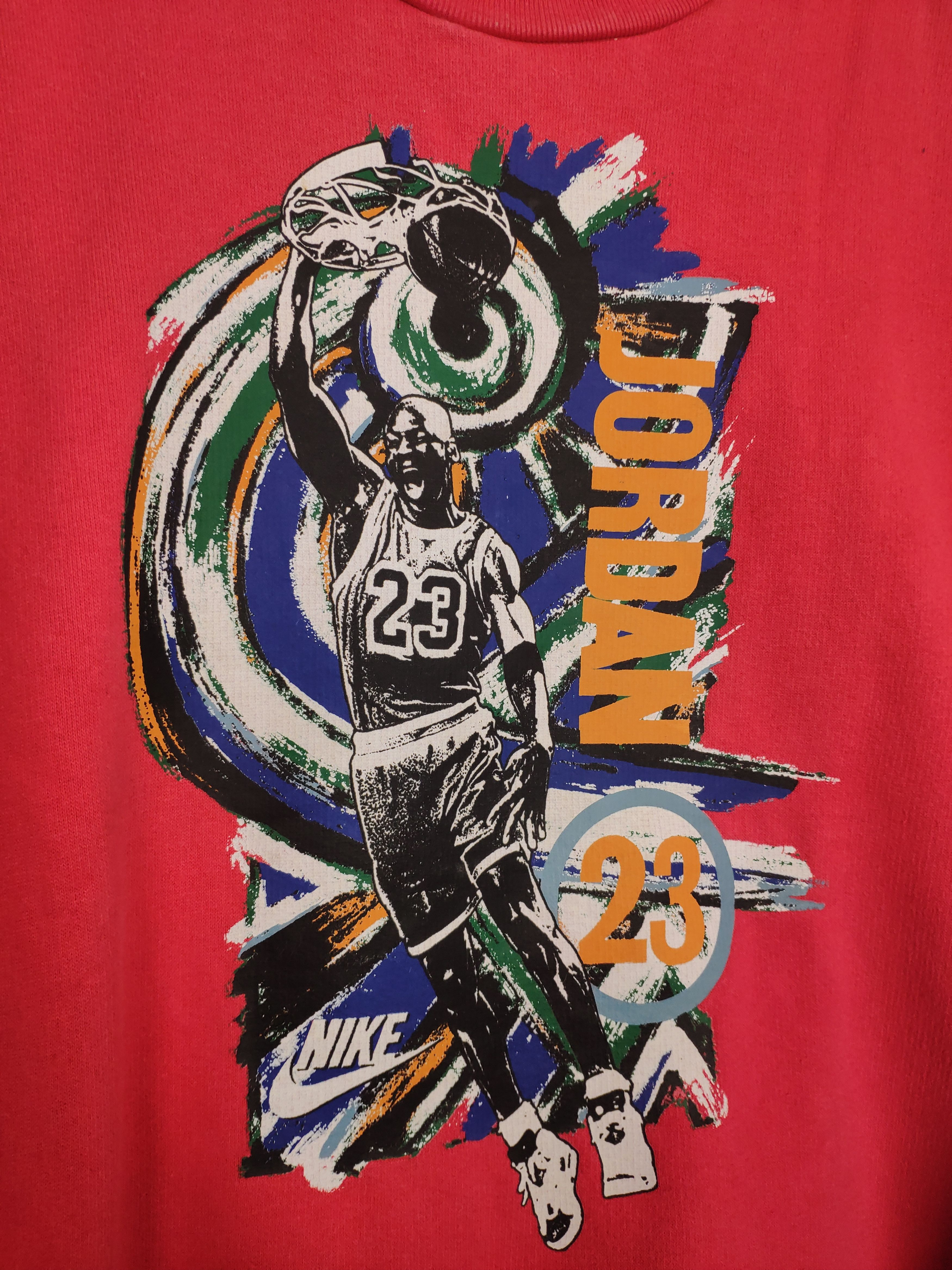 Jordan Brand × Nike × Vintage Nike Jordan vintage spellout sweatshirt red rare 90s Size US S / EU 44-46 / 1 - 2 Thumbnail